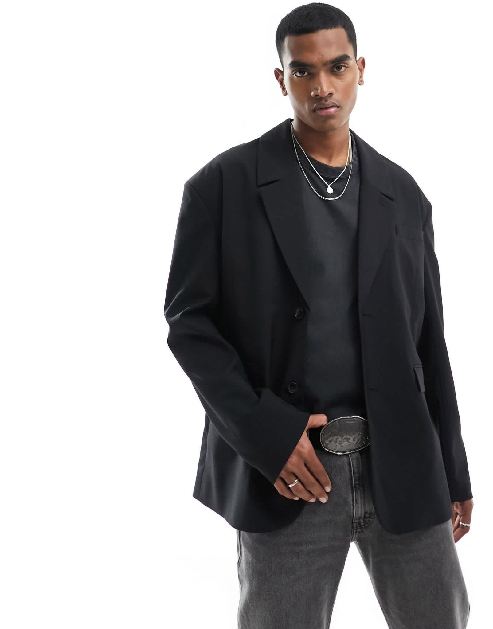 Weekday Eman oversized blazer in black - ASOS Sample Sale EU Store