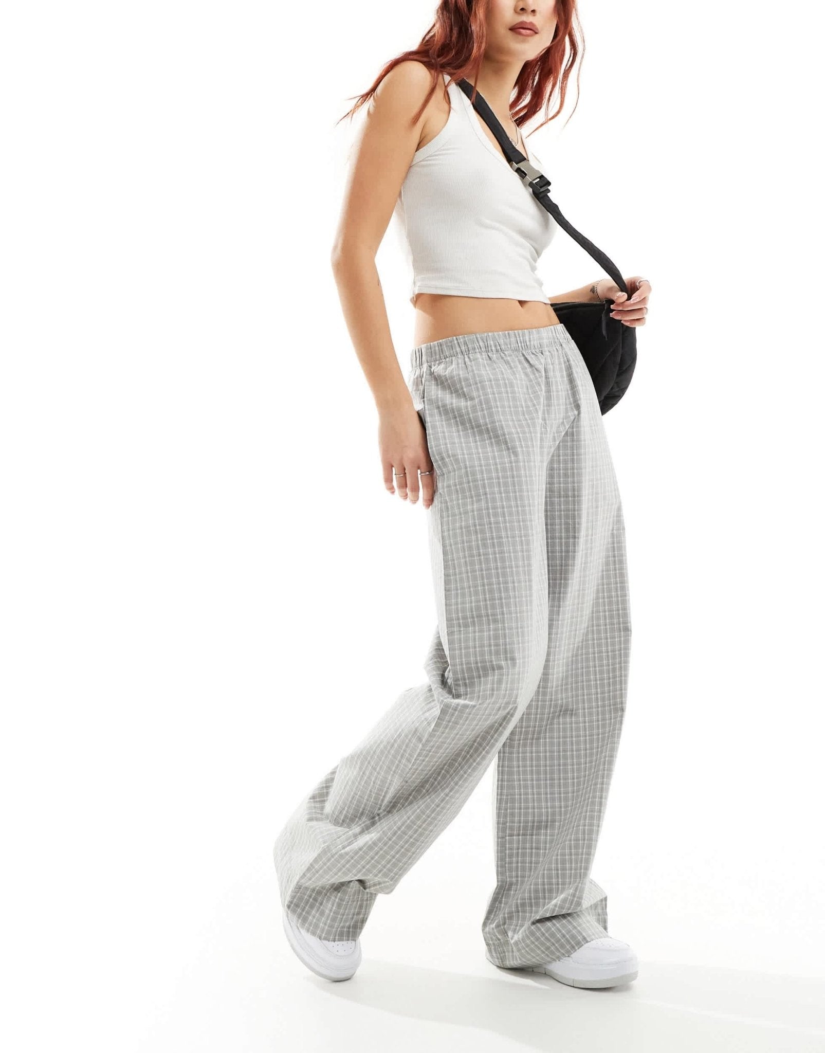 Weekday Hanna slouchy trousers in beige check - ASOS Sample Sale EU Store