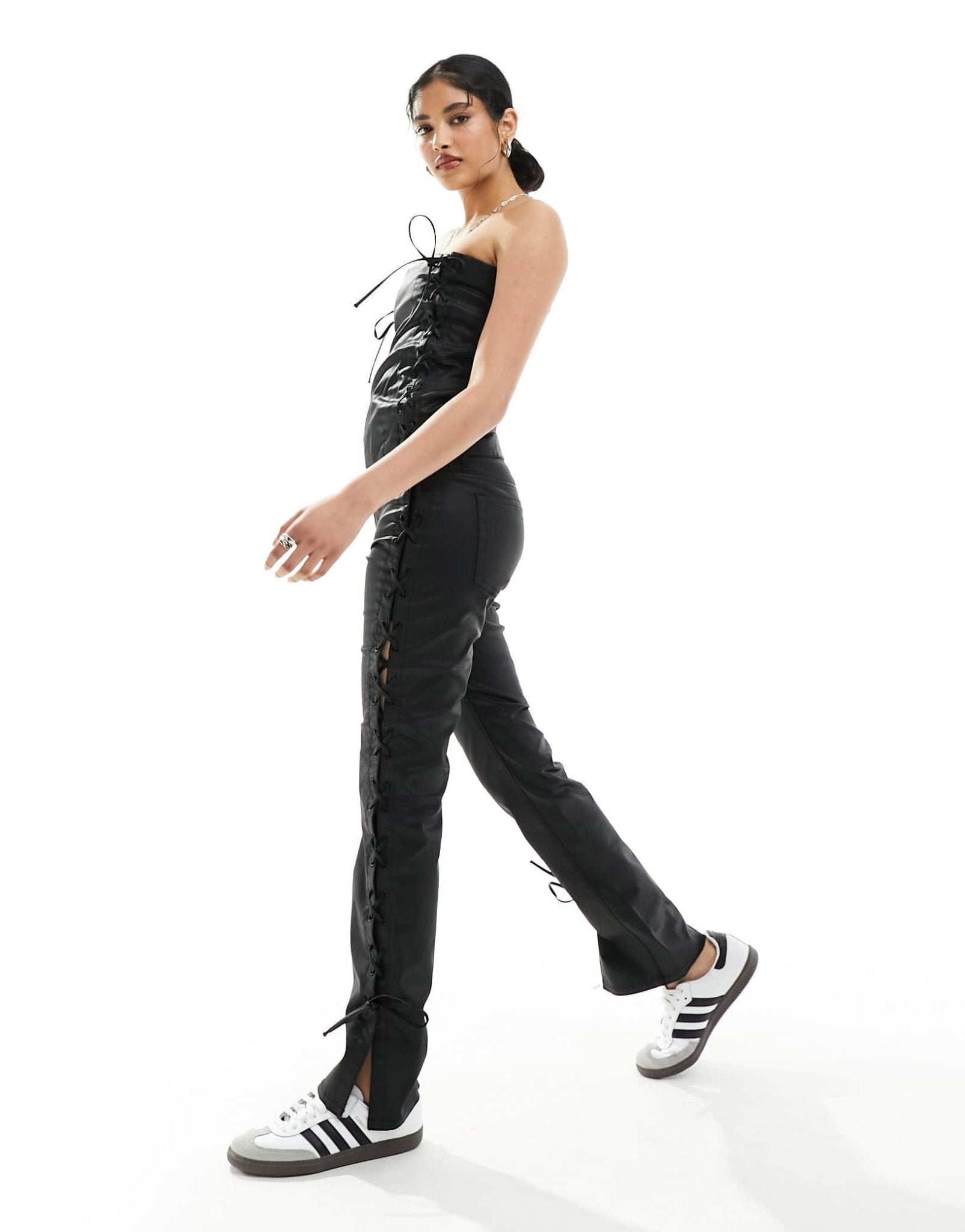 Weekday Ima co - ord lace up corset top in black - ASOS Sample Sale EU Store