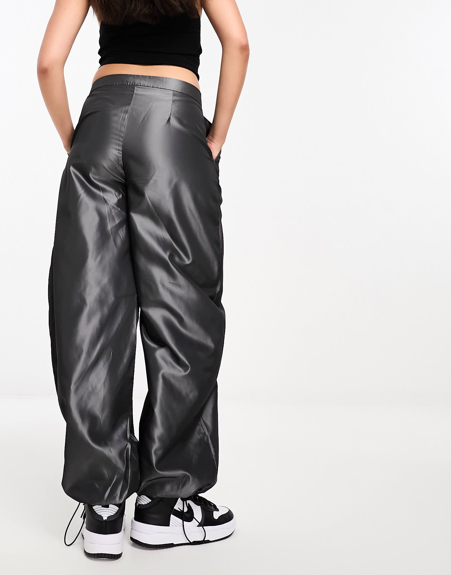 Weekday Juni oversized parachute pants in metallic dark grey - ASOS Sample Sale EU Store