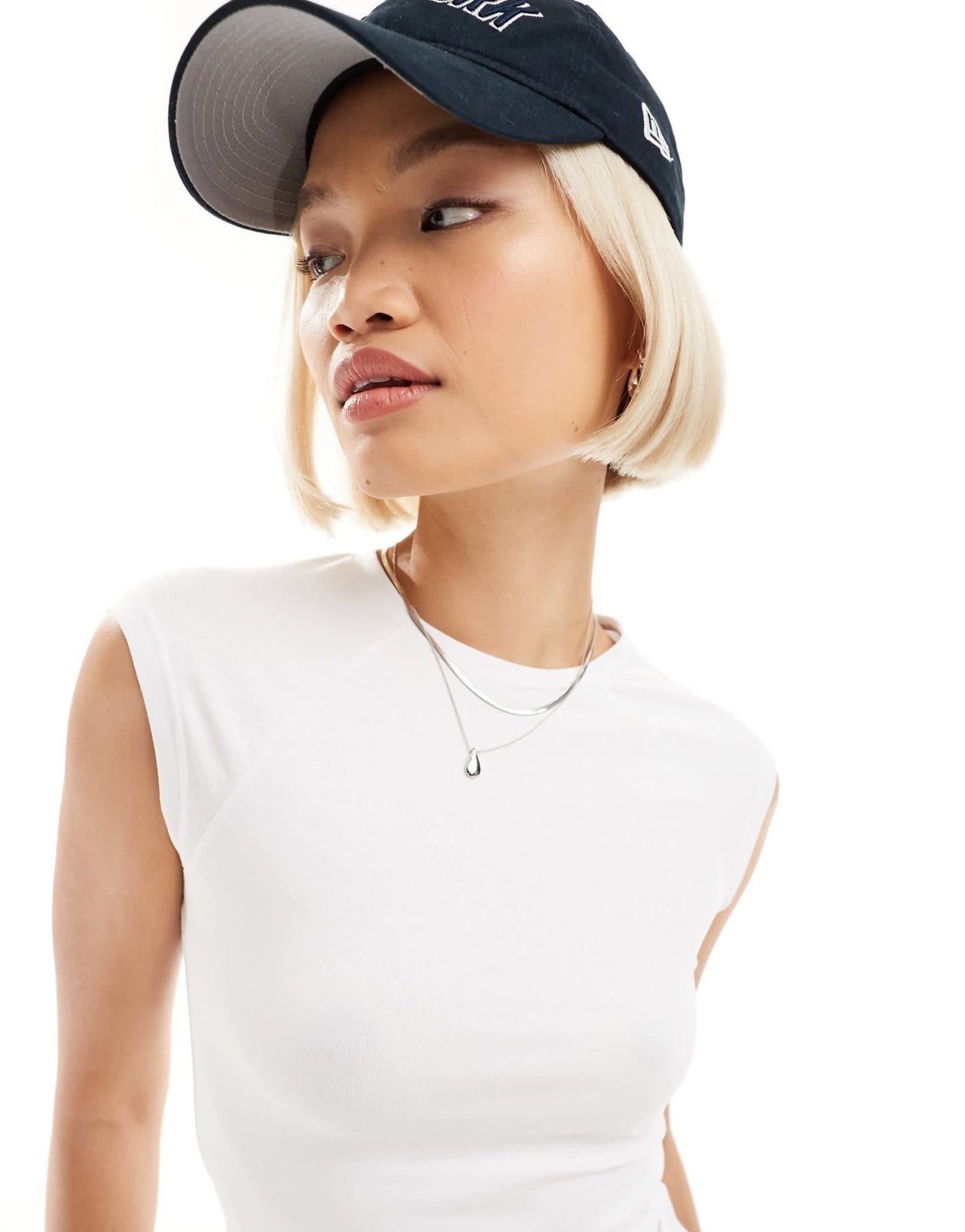 Weekday Lara slim fit top with cap sleeves in white - ASOS Sample Sale EU Store