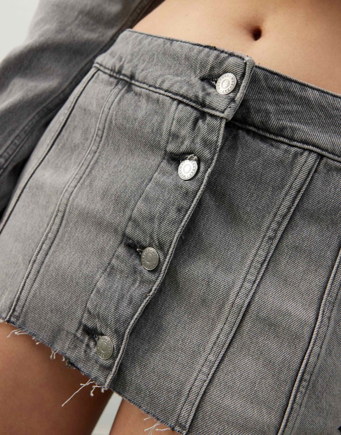 Weekday Lo co - ord deconstructed denim mini skirt in heavy black wash - ASOS Sample Sale EU Store