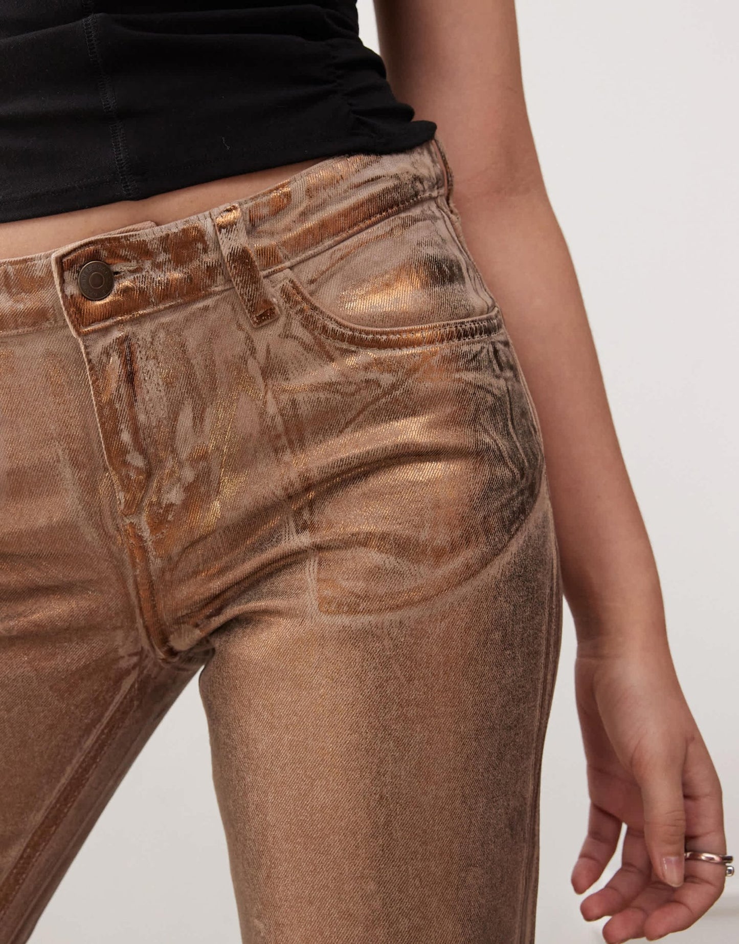Weekday low waist straight leg trousers in bronze - ASOS Sample Sale EU Store