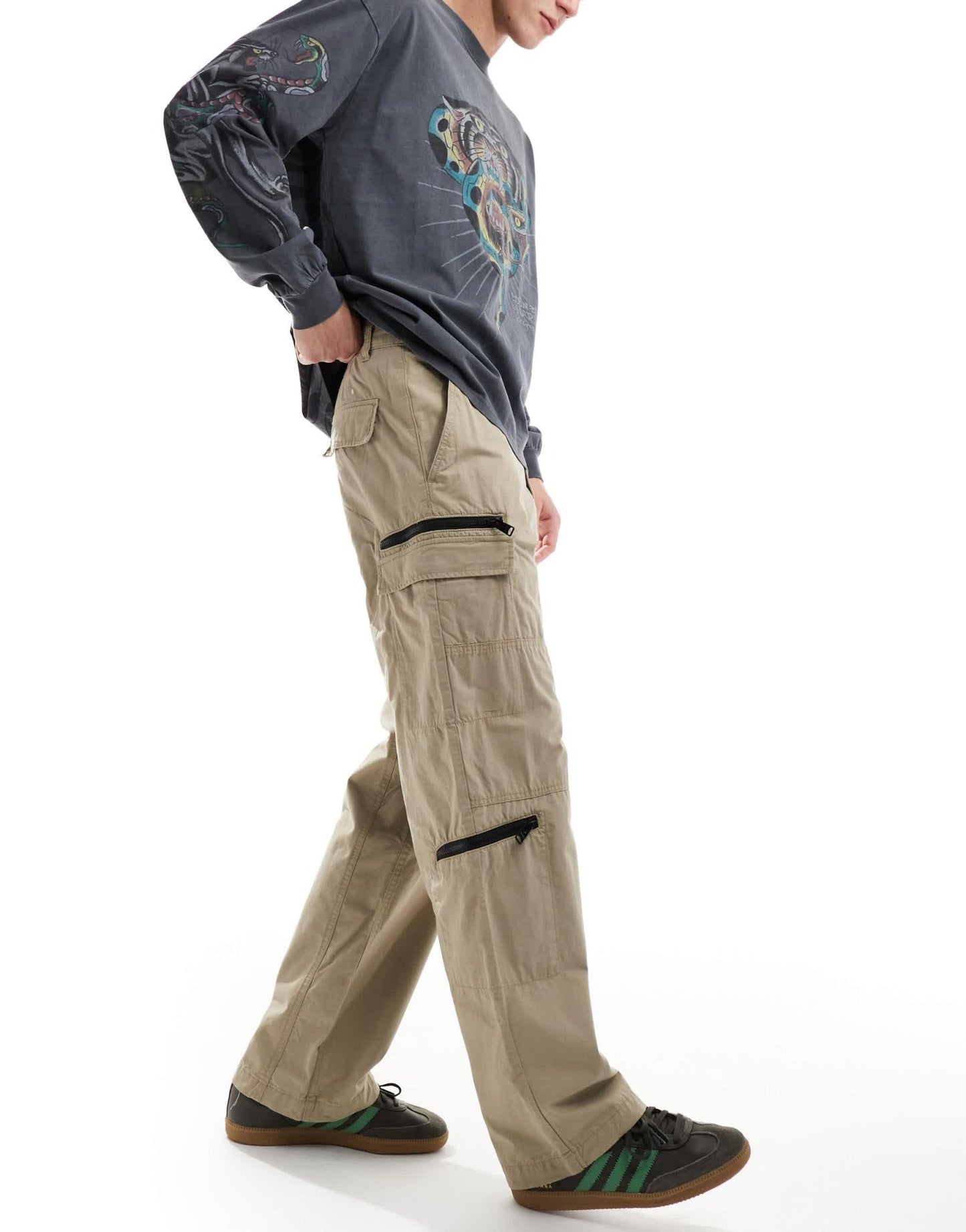 Weekday Magic workwear trousers with zips in sand - ASOS Sample Sale EU Store