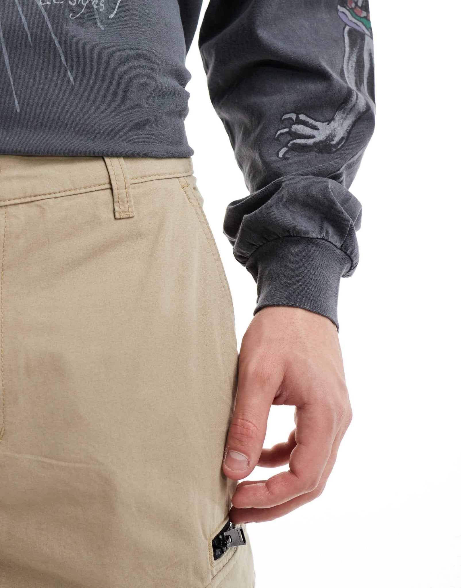 Weekday Magic workwear trousers with zips in sand - ASOS Sample Sale EU Store
