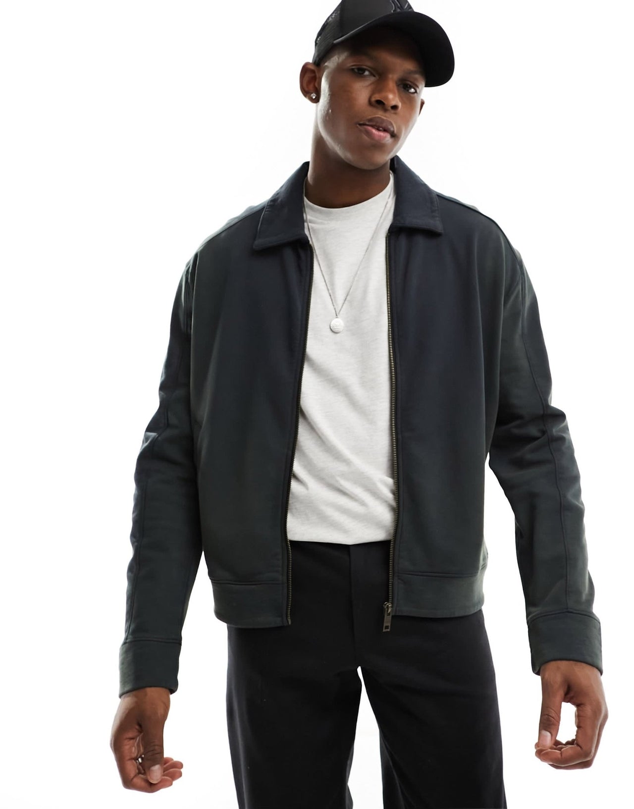 Weekday Norton zip through bomber style cardigan in black wash - ASOS Sample Sale EU Store