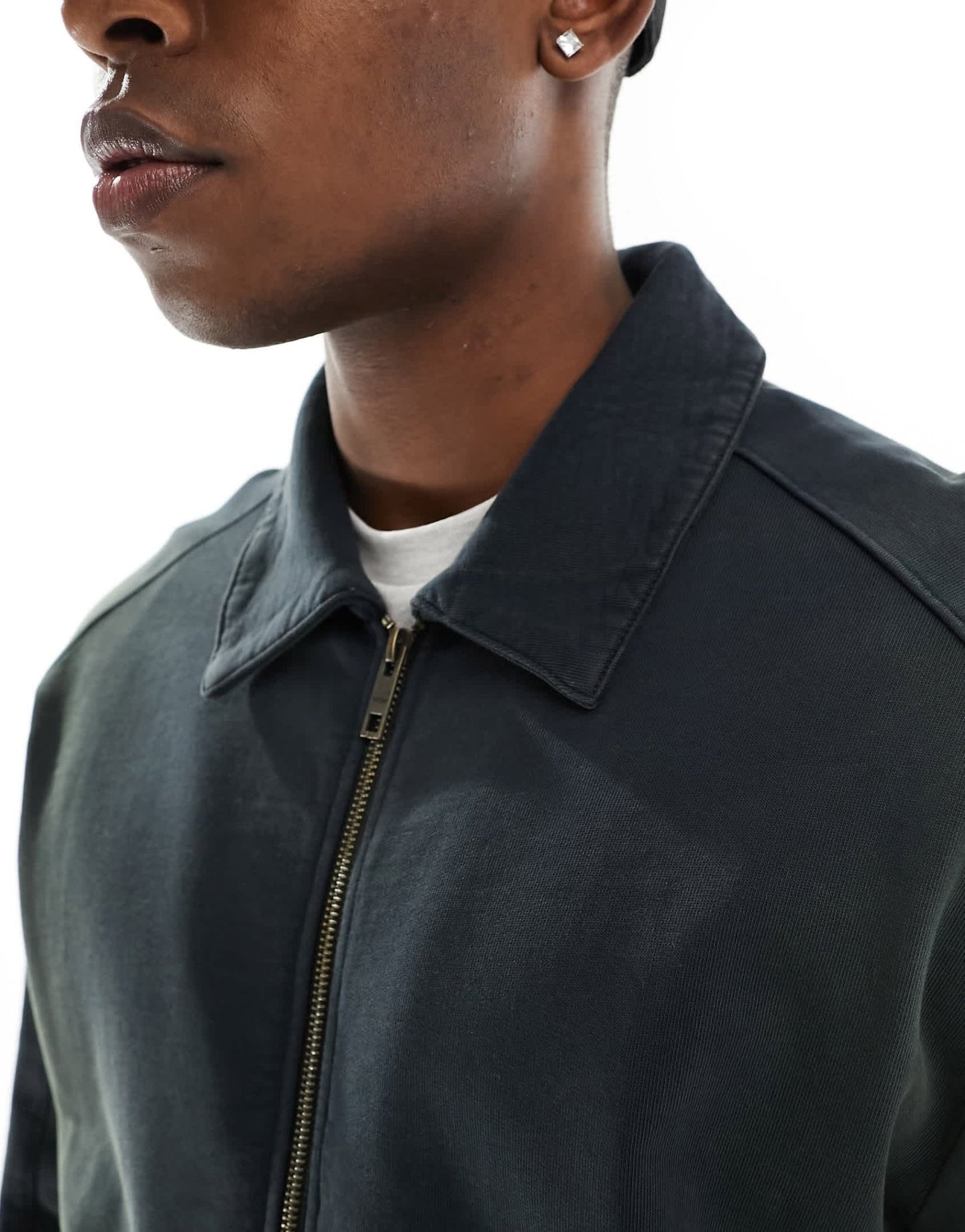 Weekday Norton zip through bomber style cardigan in black wash - ASOS Sample Sale EU Store