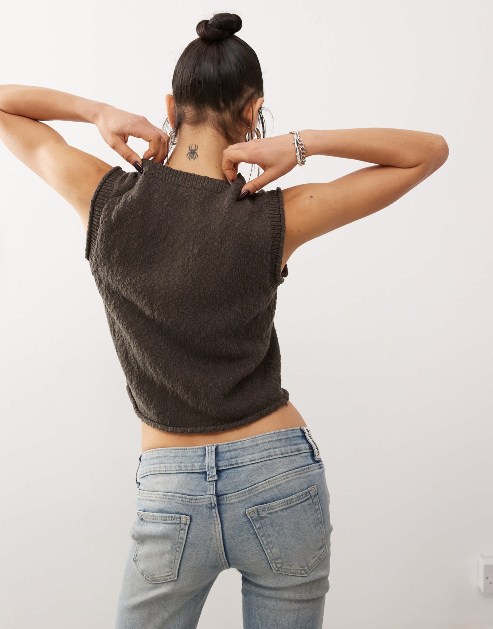 Weekday Olina textured knitted vest in dark mole - ASOS Sample Sale EU Store