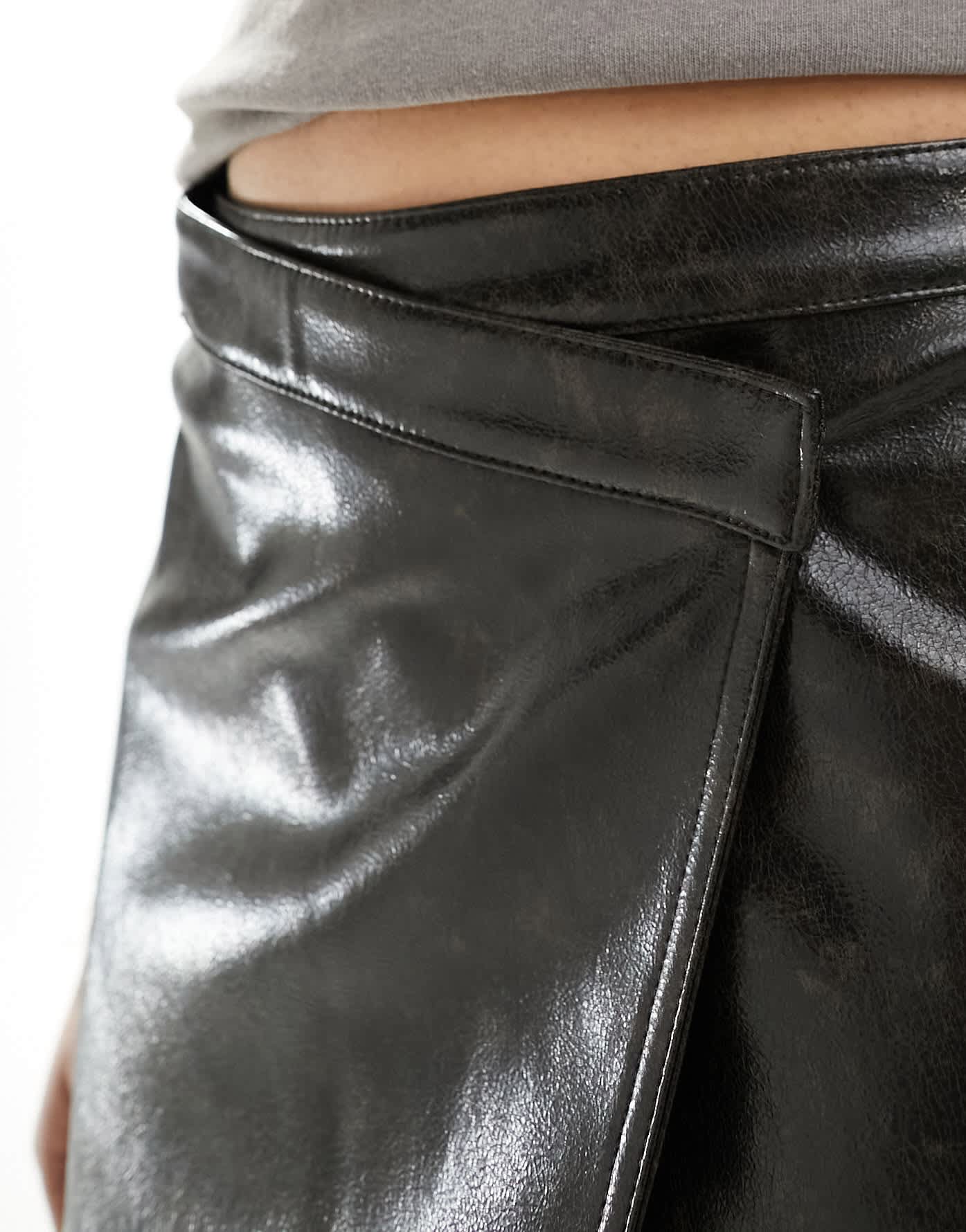 Weekday Pam co - ord faux leather cross front mini skirt in brown - ASOS Sample Sale EU Store