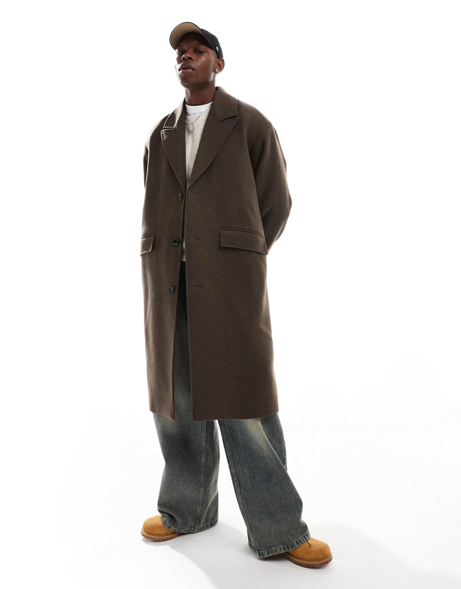 Weekday Pavo wool blend long coat In brown melange - ASOS Sample Sale EU Store