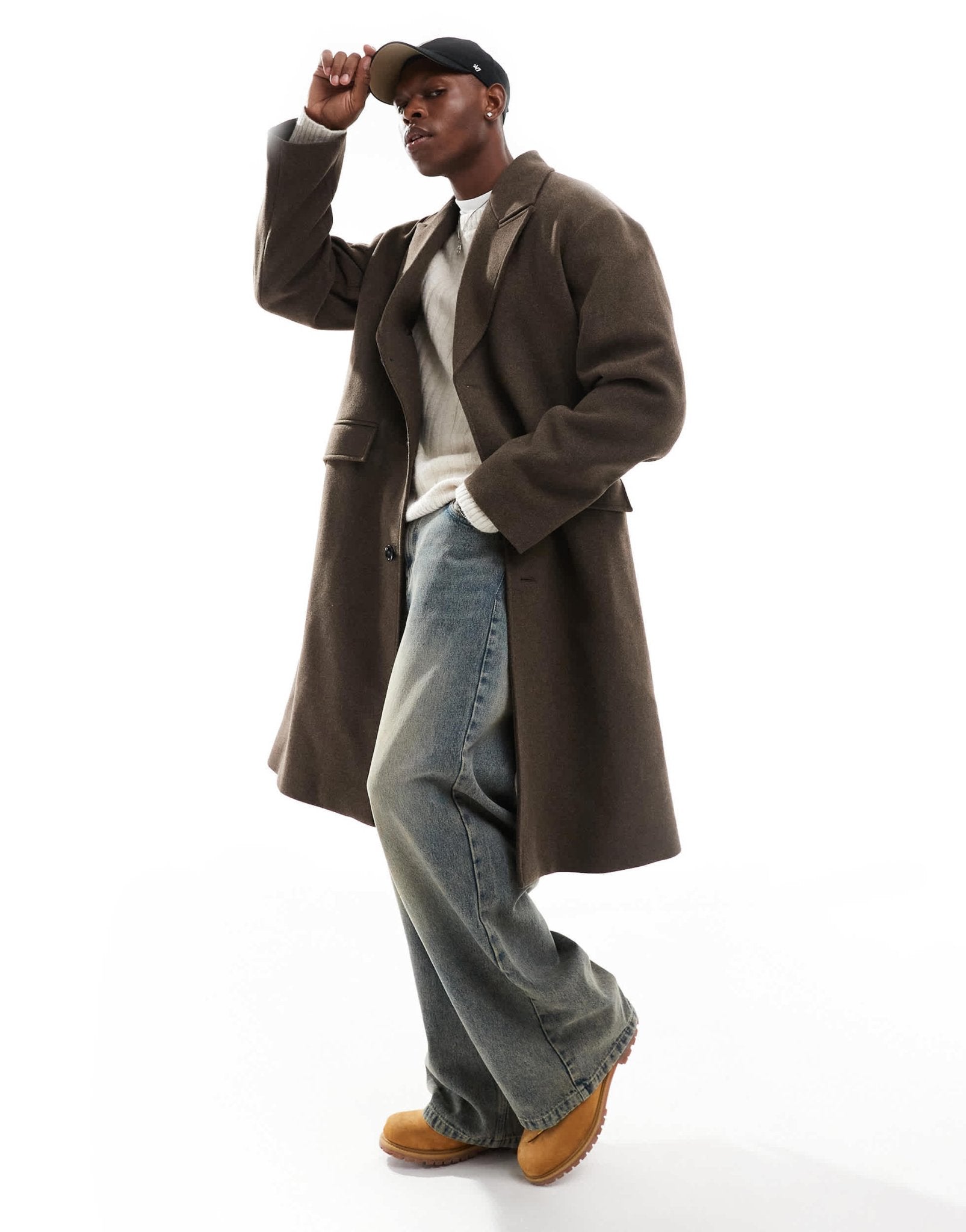 Weekday Pavo wool blend long coat In brown melange - ASOS Sample Sale EU Store