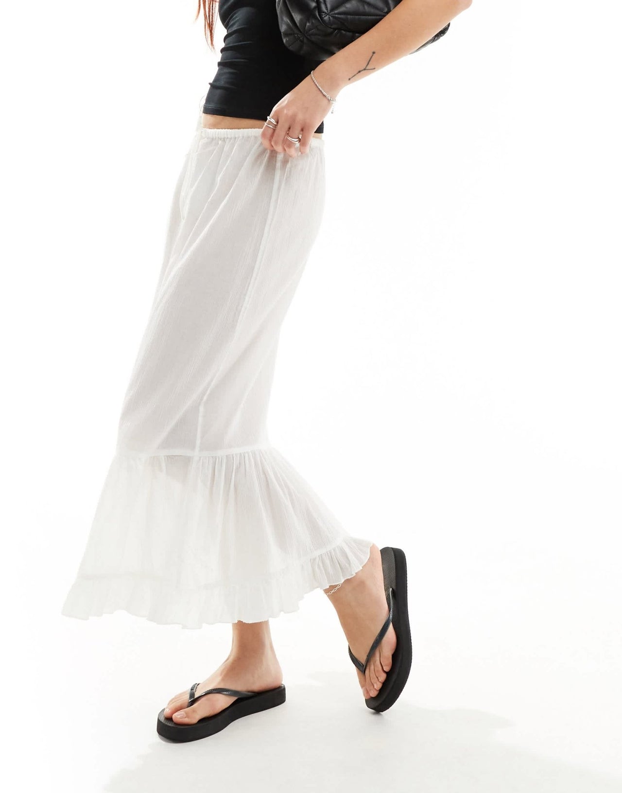 Weekday Pixi tiered semi sheer midaxi skirt in white - ASOS Sample Sale EU Store