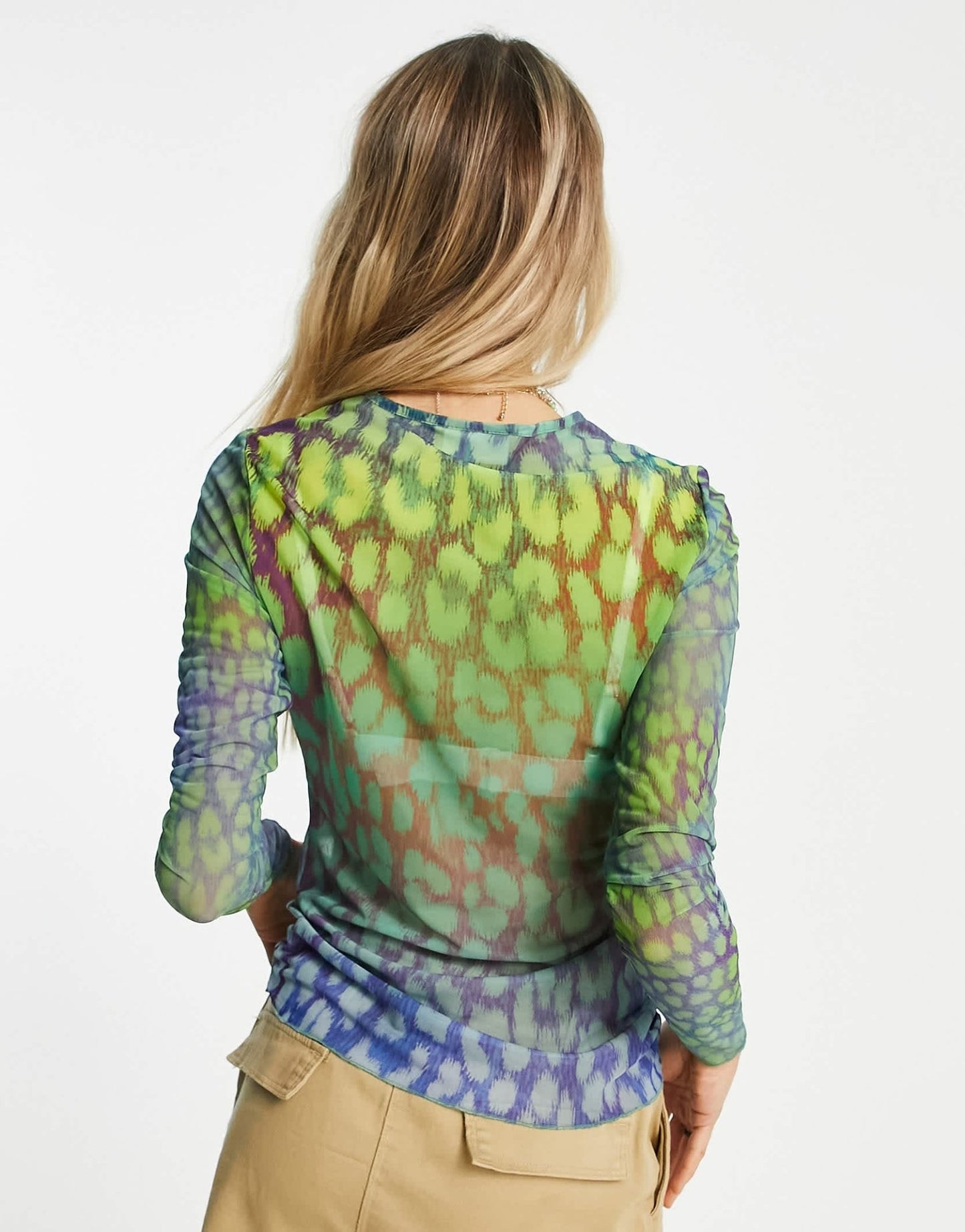 Weekday polyester long sleeve mesh co - ord top in bright leo - YELLOW - ASOS Sample Sale EU Store