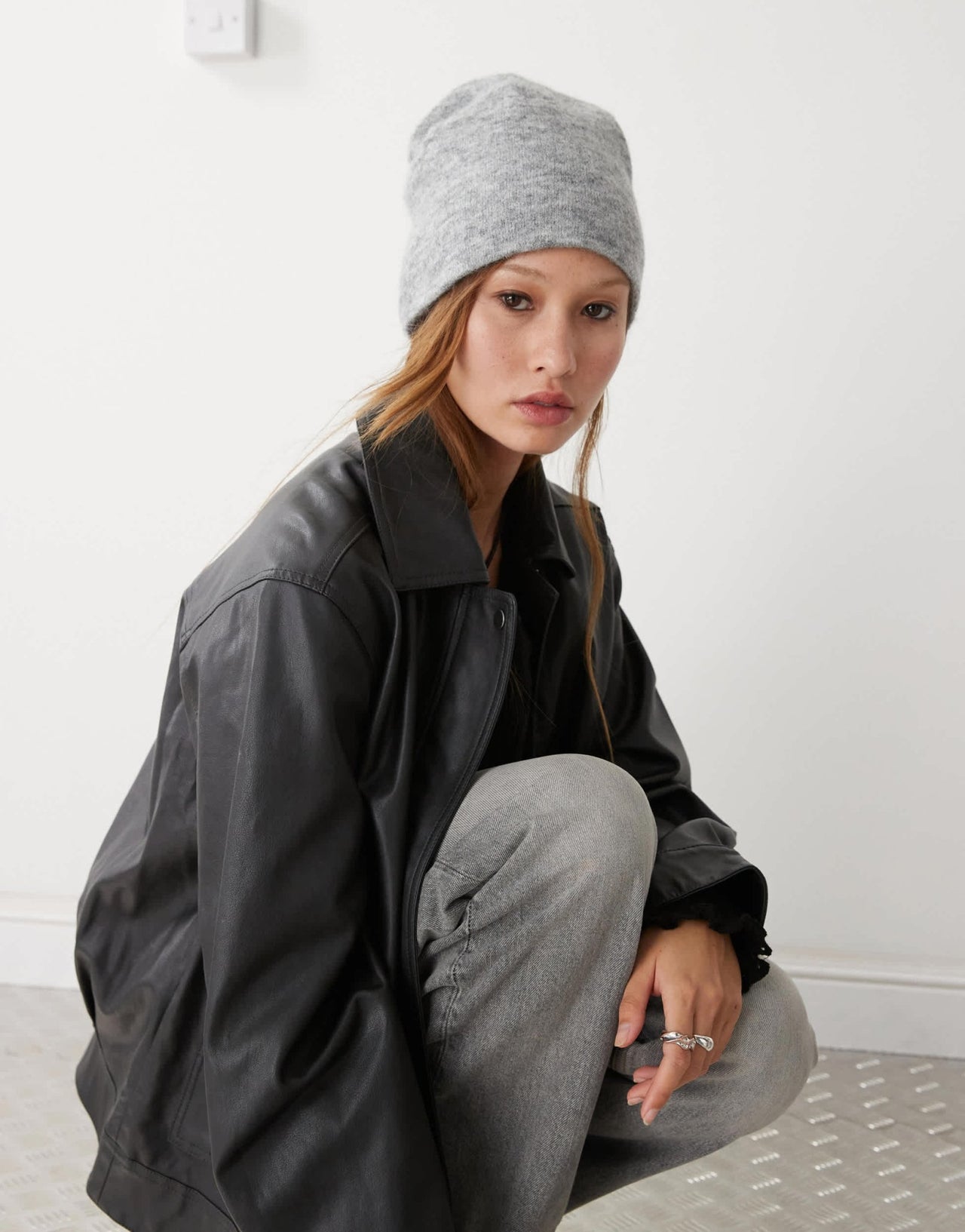 Weekday premium wool & alpaca blend fluffy yarn beanie in grey melange - ASOS Sample Sale EU Store