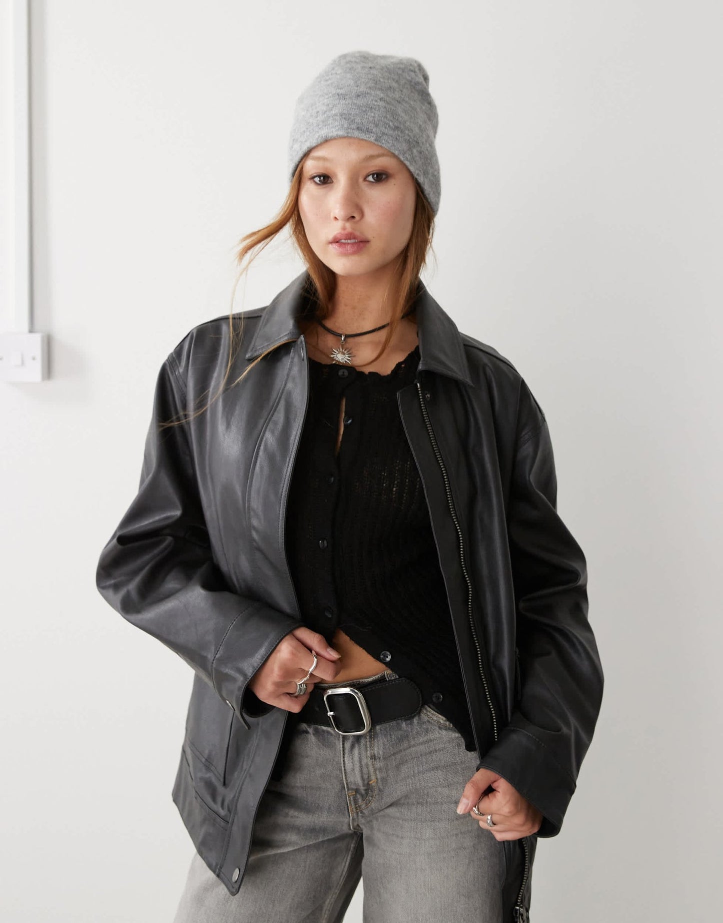Weekday premium wool & alpaca blend fluffy yarn beanie in grey melange - ASOS Sample Sale EU Store