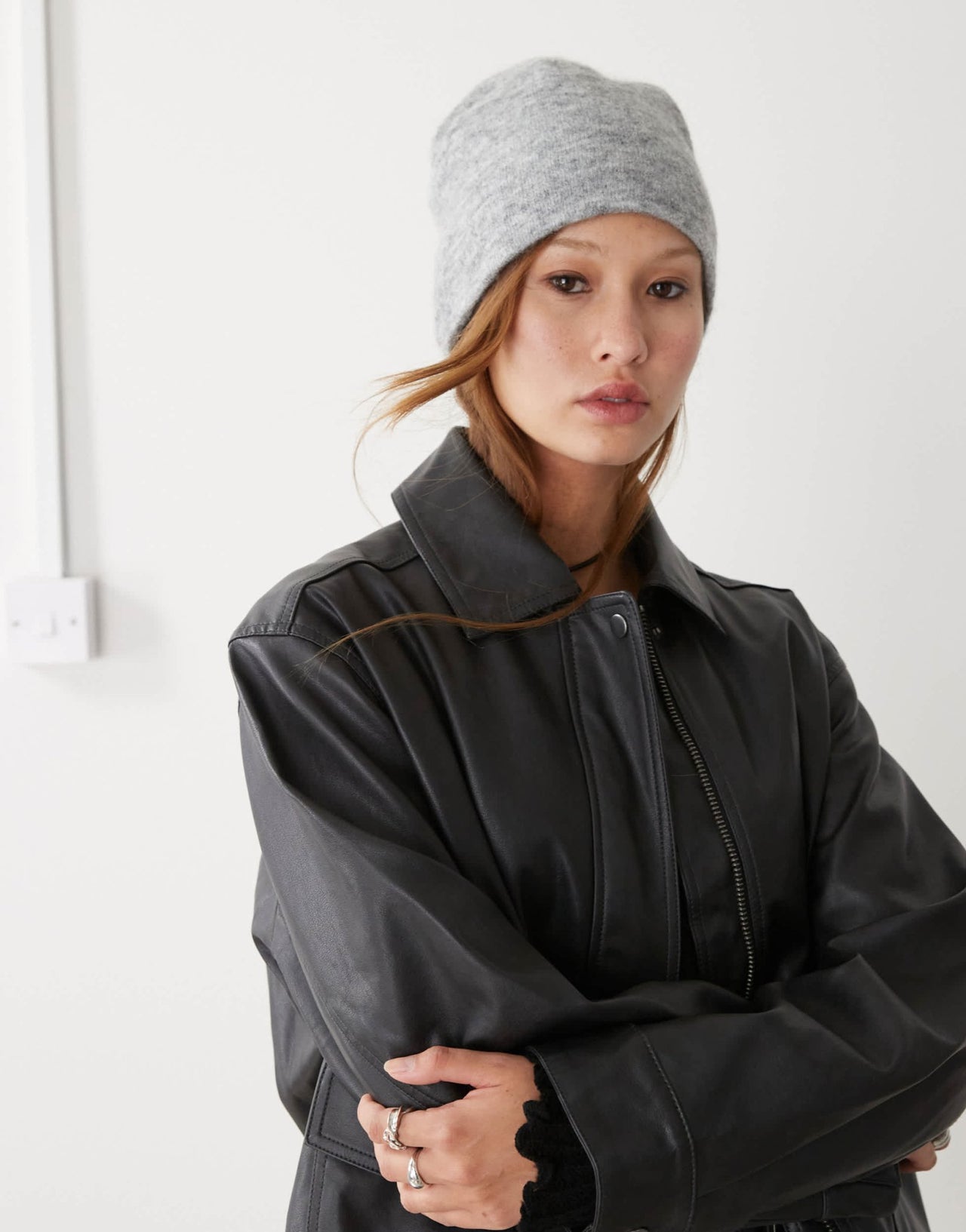 Weekday premium wool & alpaca blend fluffy yarn beanie in grey melange - ASOS Sample Sale EU Store