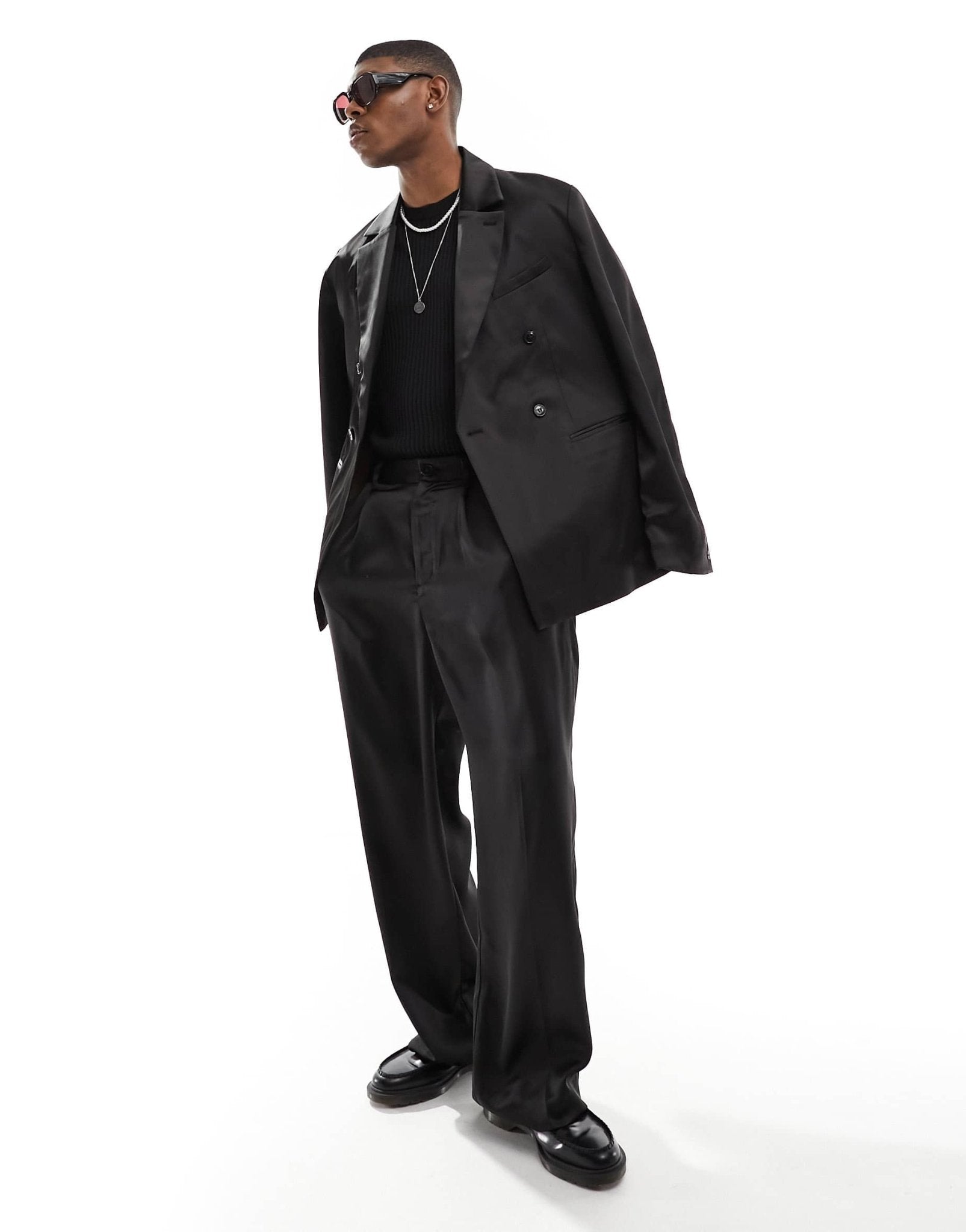 Weekday Roberto co - ord regular fit satin blazer in black - ASOS Sample Sale EU Store