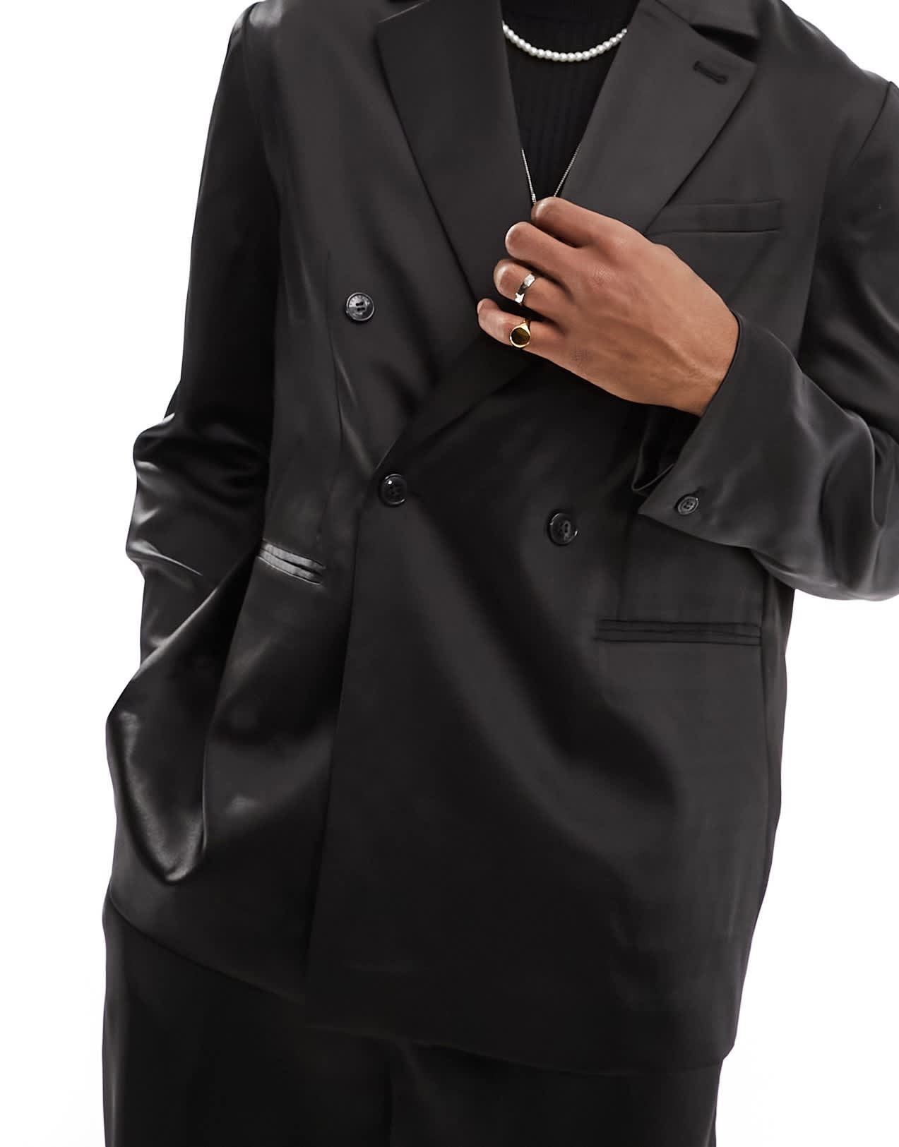 Weekday Roberto co - ord regular fit satin blazer in black - ASOS Sample Sale EU Store