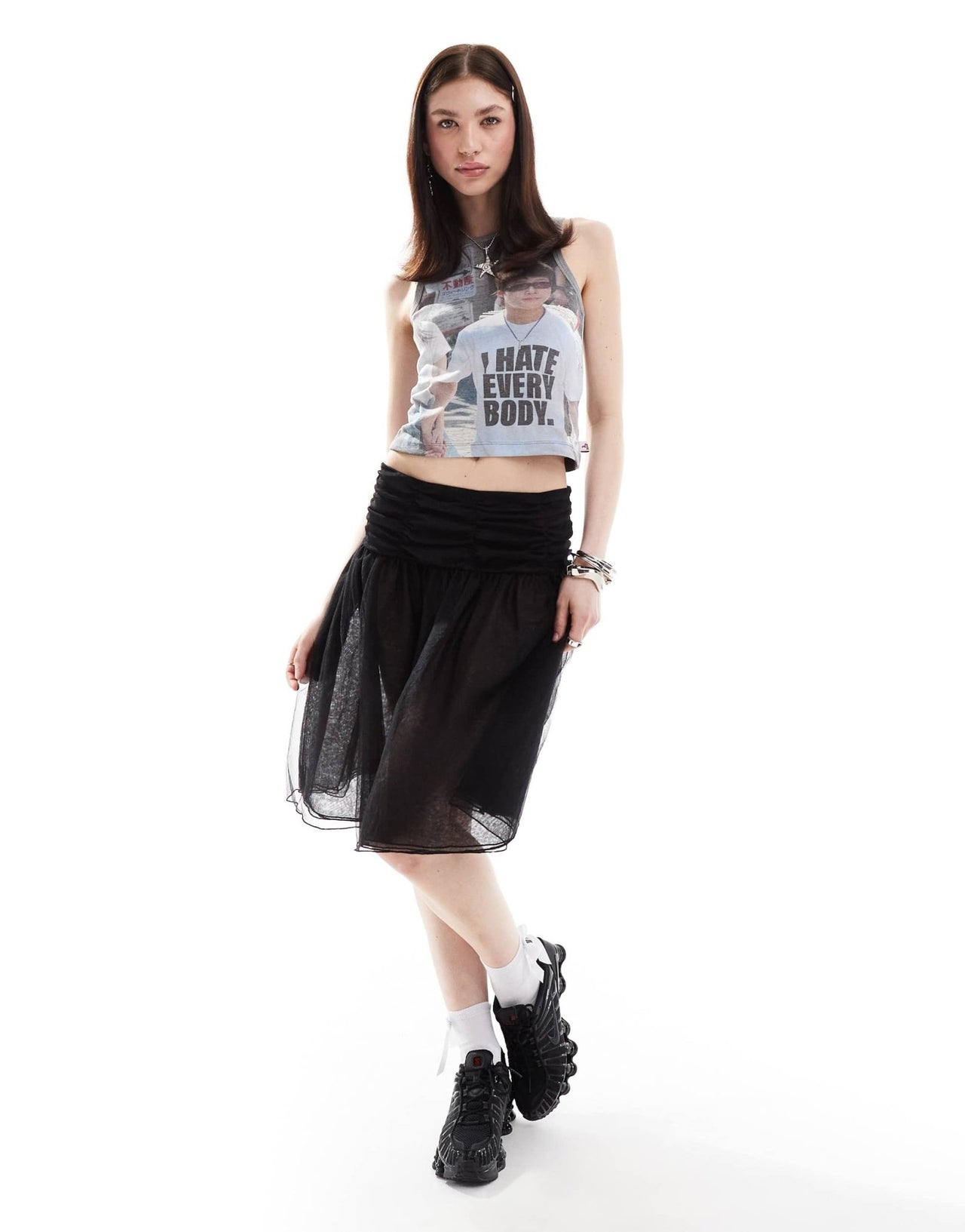Weekday Sookie layered tulle midi skirt in black - ASOS Sample Sale EU Store