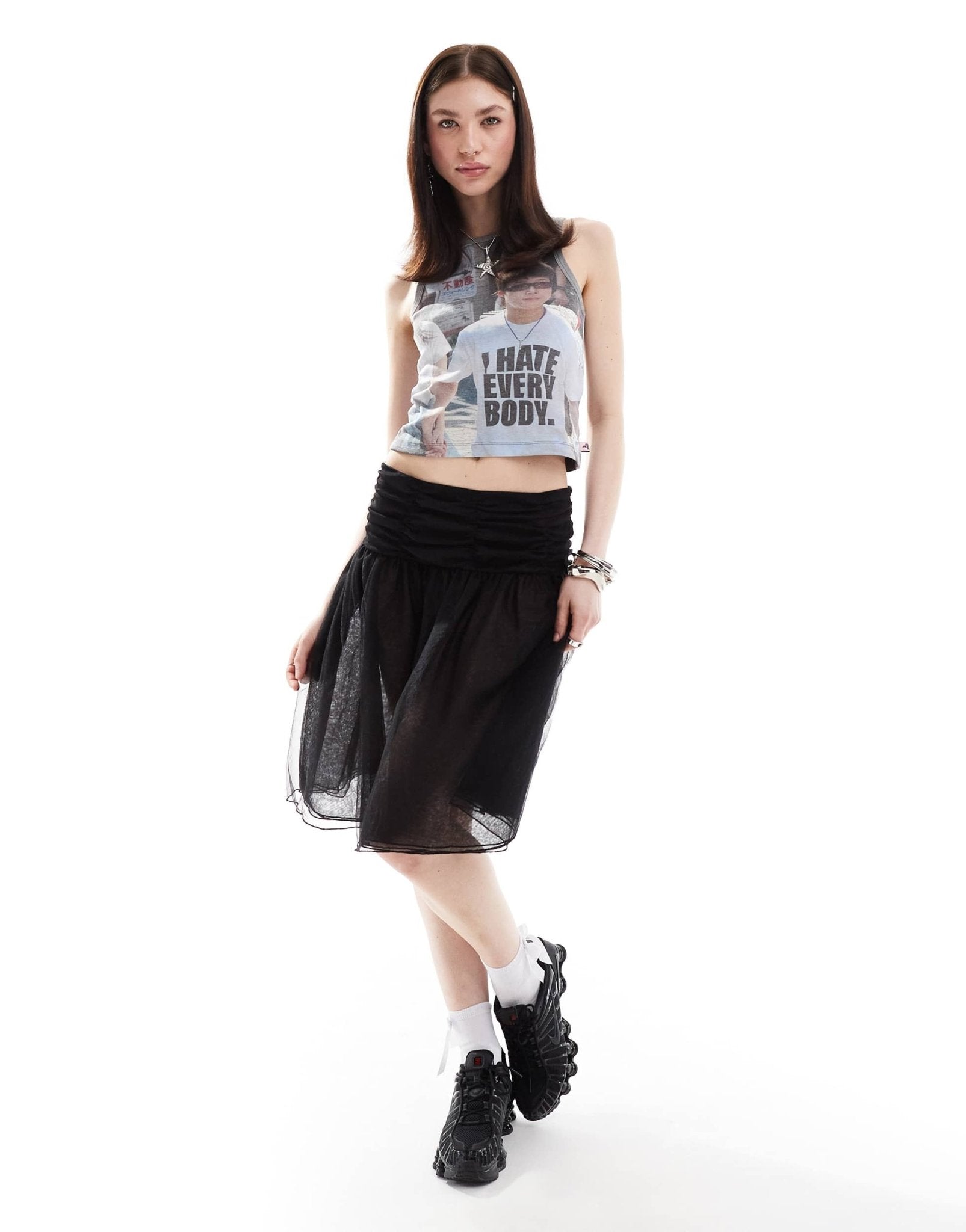 Weekday Sookie layered tulle midi skirt in black - ASOS Sample Sale EU Store