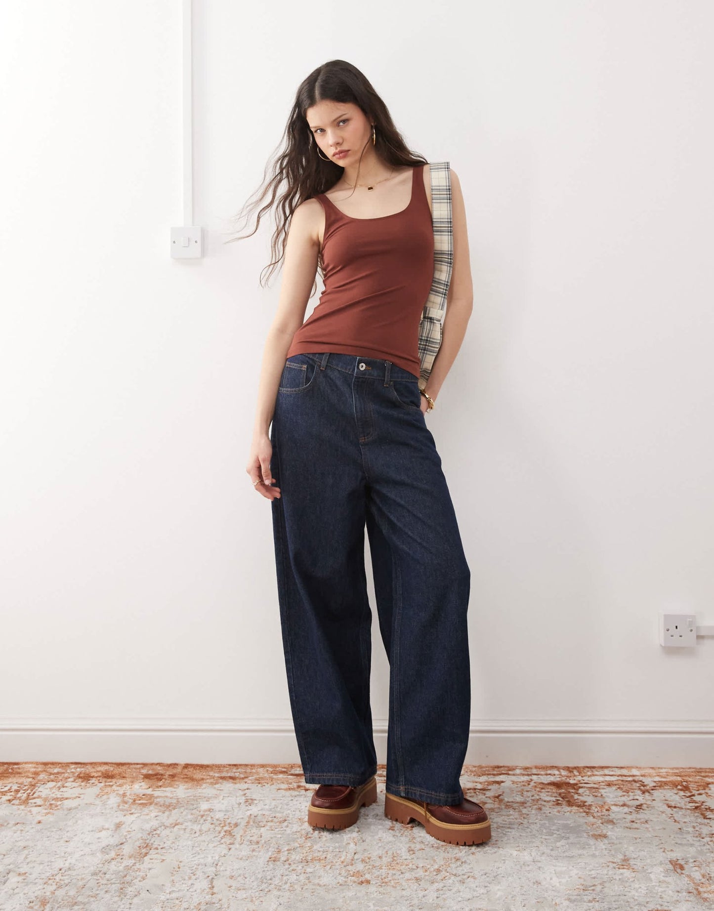 Weekday square neck scoop back vest top in burgundy - ASOS Sample Sale EU Store
