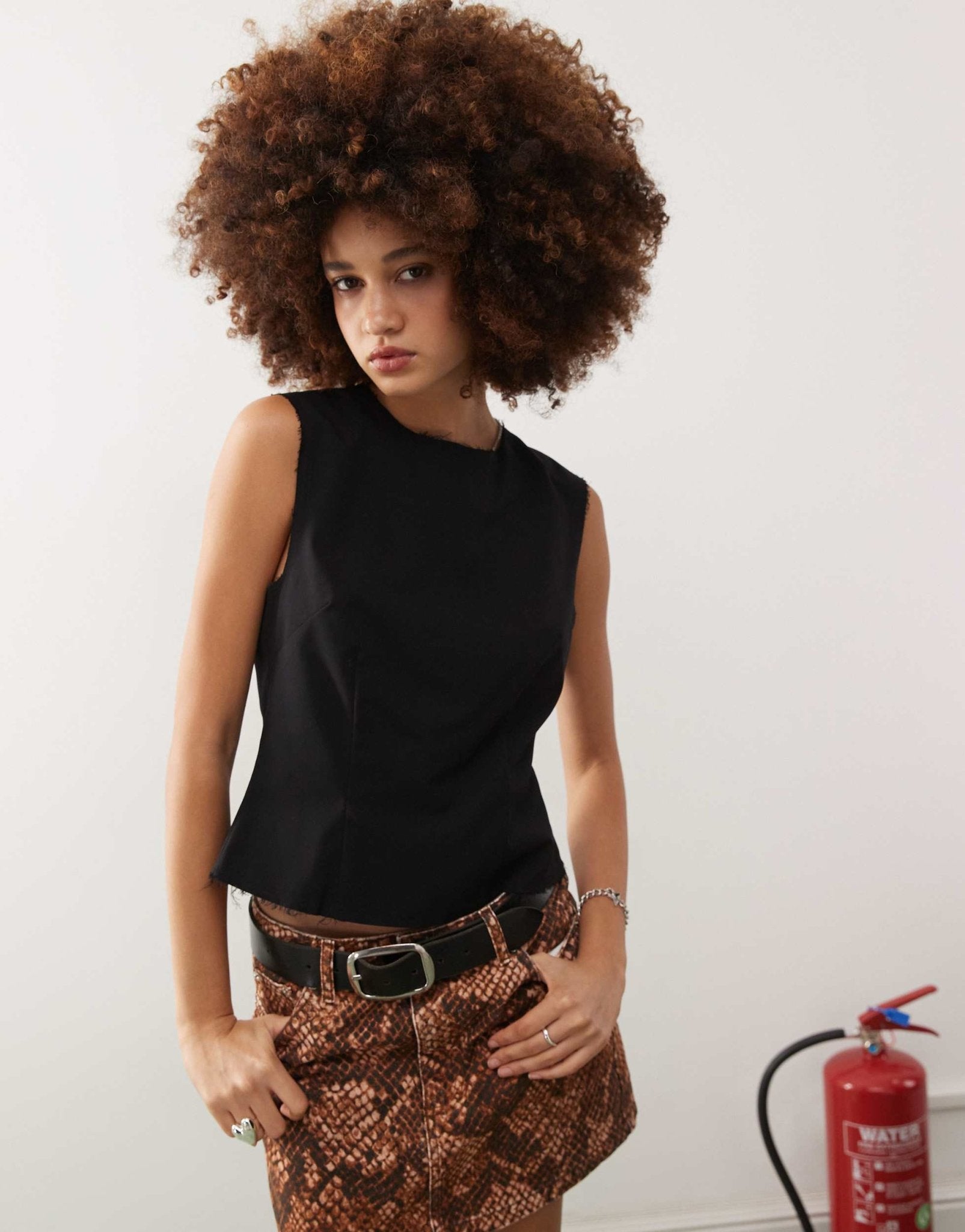 Weekday tailored top with button up back in black - ASOS Sample Sale EU Store