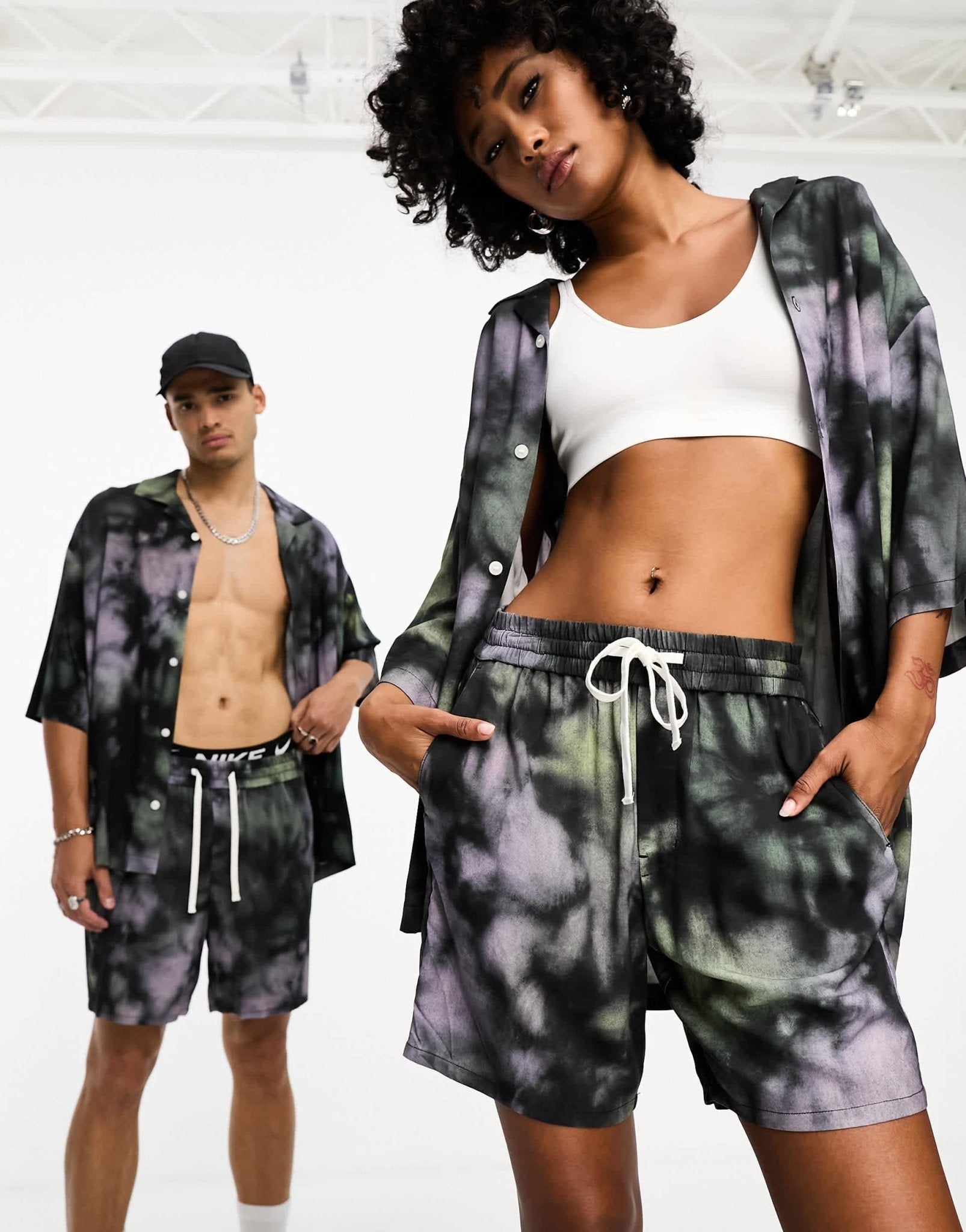 Weekday Unisex co - ord regular shorts in black print exclusive to ASOS - ASOS Sample Sale EU Store