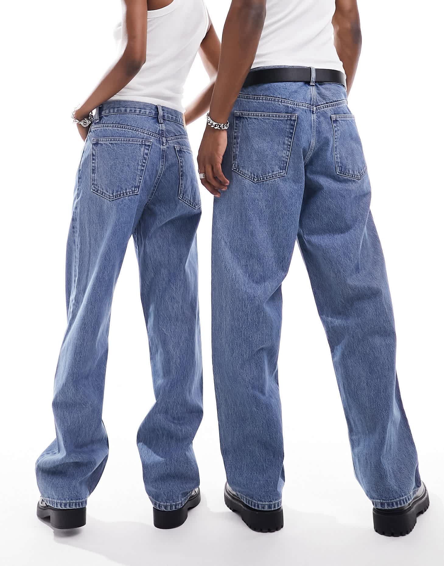 Weekday Unisex Galaxy loose fit straight leg jeans in 90's blue - ASOS Sample Sale EU Store