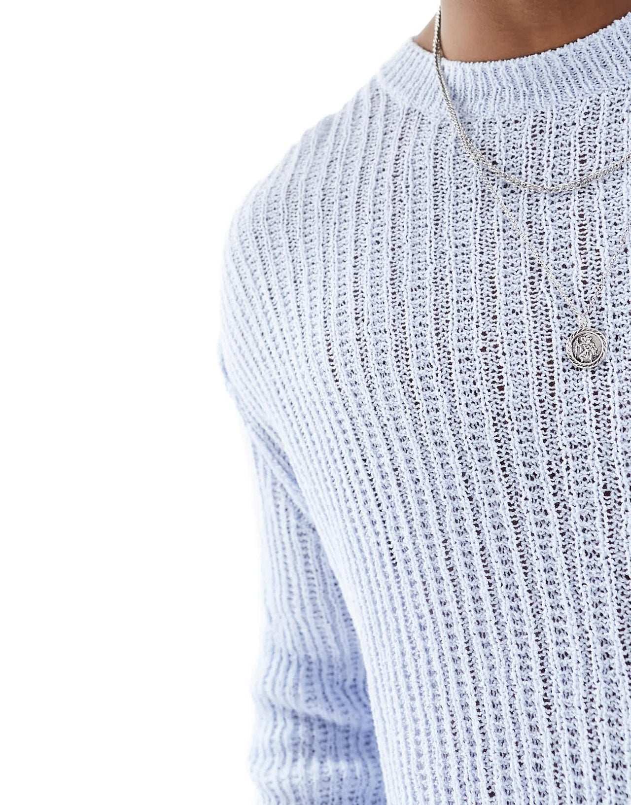 Weekday Unisex open - knit jumper in pale blue exclusive to ASOS - ASOS Sample Sale EU Store