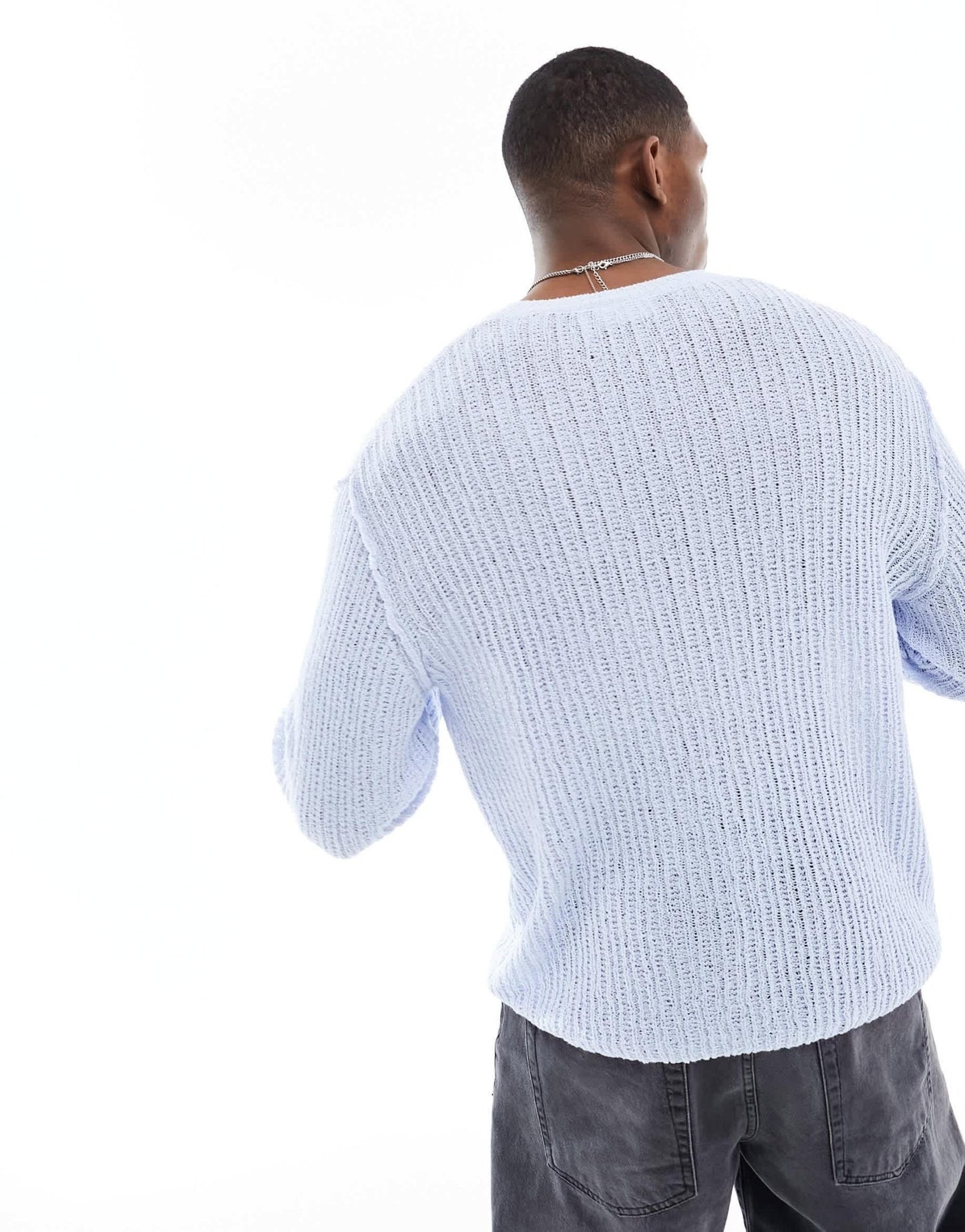 Weekday Unisex open - knit jumper in pale blue exclusive to ASOS - ASOS Sample Sale EU Store