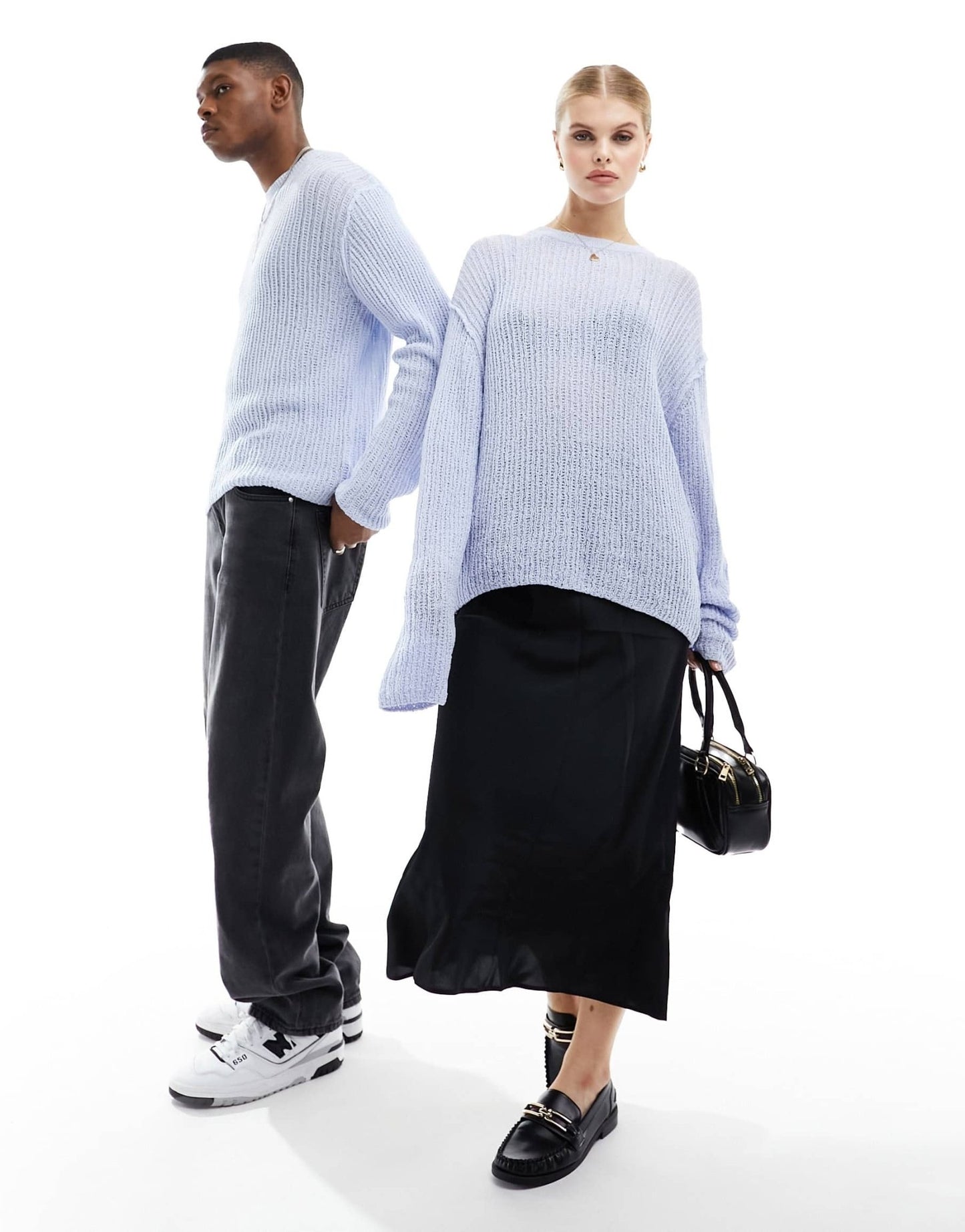 Weekday Unisex open - knit jumper in pale blue exclusive to ASOS - ASOS Sample Sale EU Store