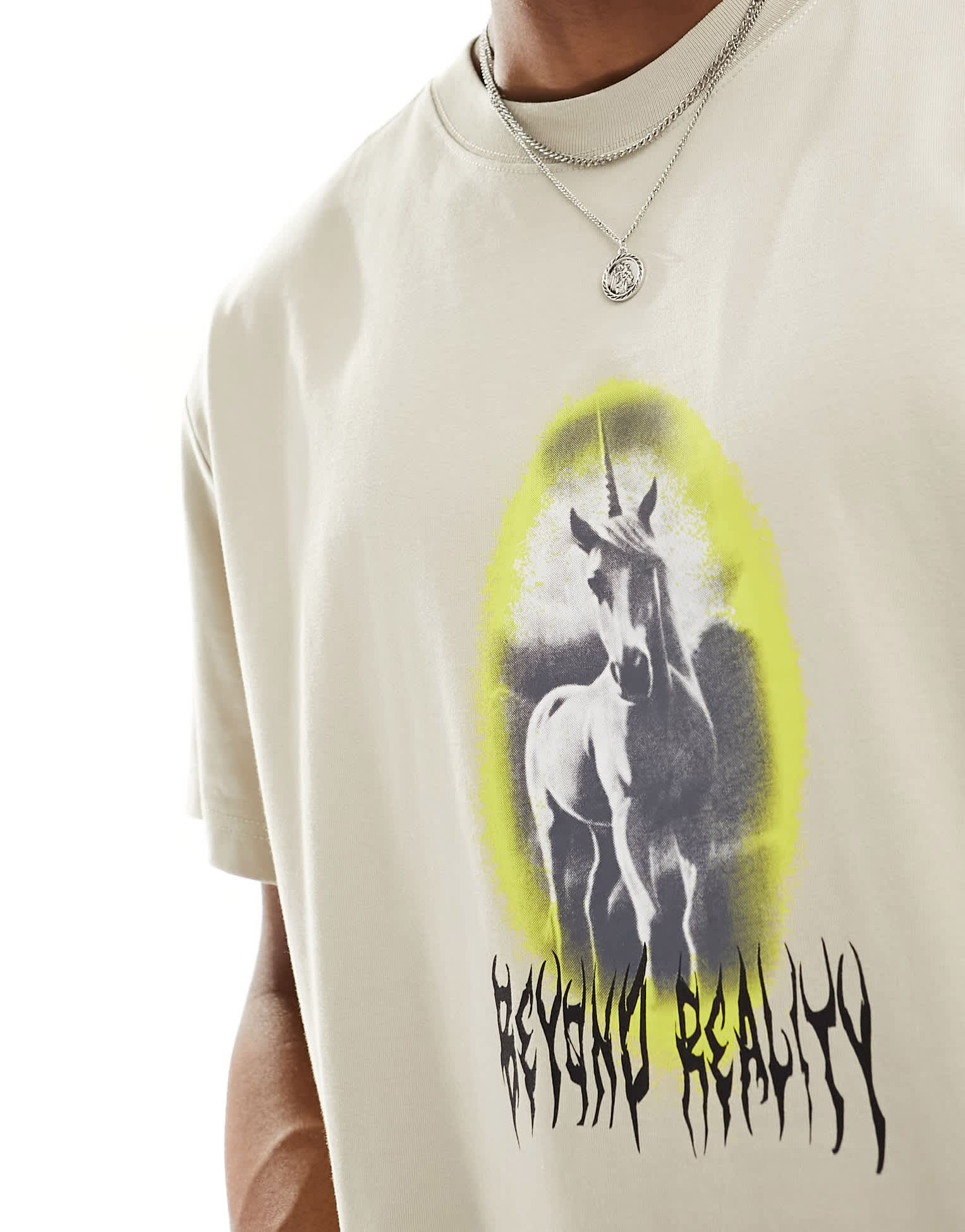 Weekday Unisex oversized t-shirt with dream reality print in stone exclusive to ASOS - ASOS Sample Sale EU Store