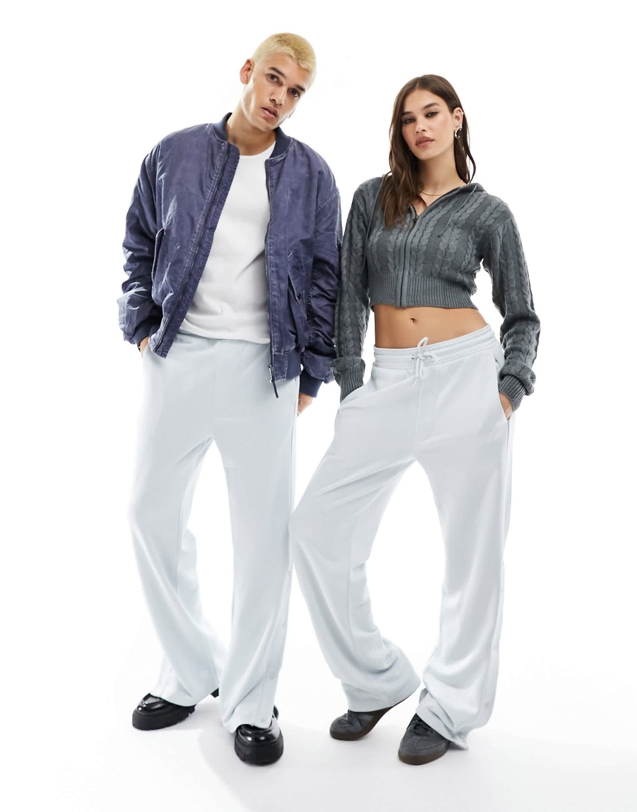 Weekday Unisex Raheem joggers with side poppers in silver grey exclusive to ASOS - ASOS Sample Sale EU Store