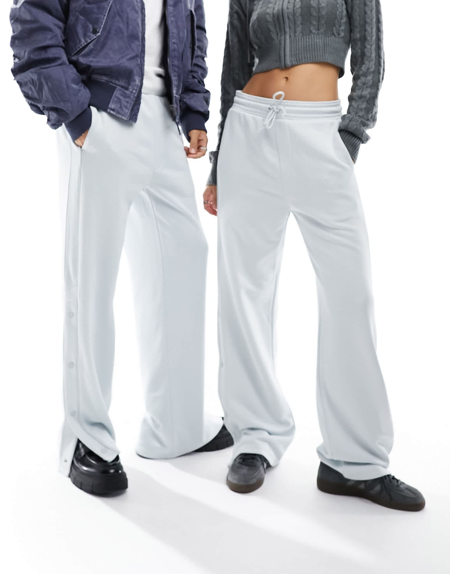 Weekday Unisex Raheem joggers with side poppers in silver grey exclusive to ASOS - ASOS Sample Sale EU Store