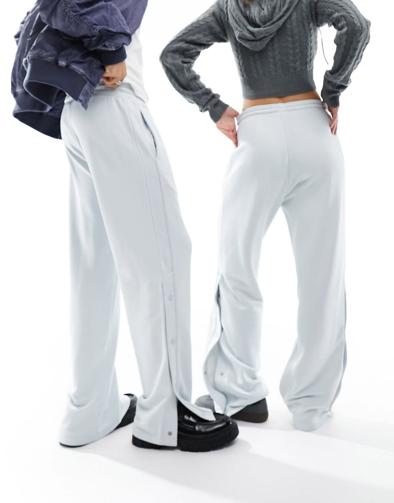 Weekday Unisex Raheem joggers with side poppers in silver grey exclusive to ASOS - ASOS Sample Sale EU Store