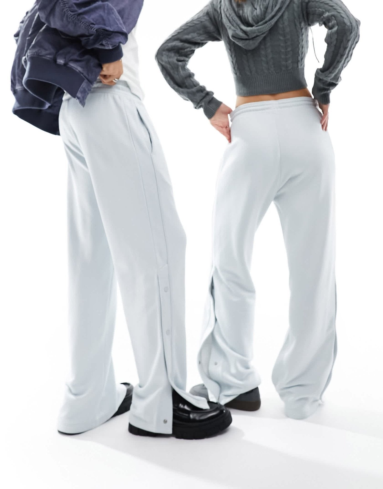 Weekday Unisex Raheem joggers with side poppers in silver grey exclusive to ASOS - ASOS Sample Sale EU Store