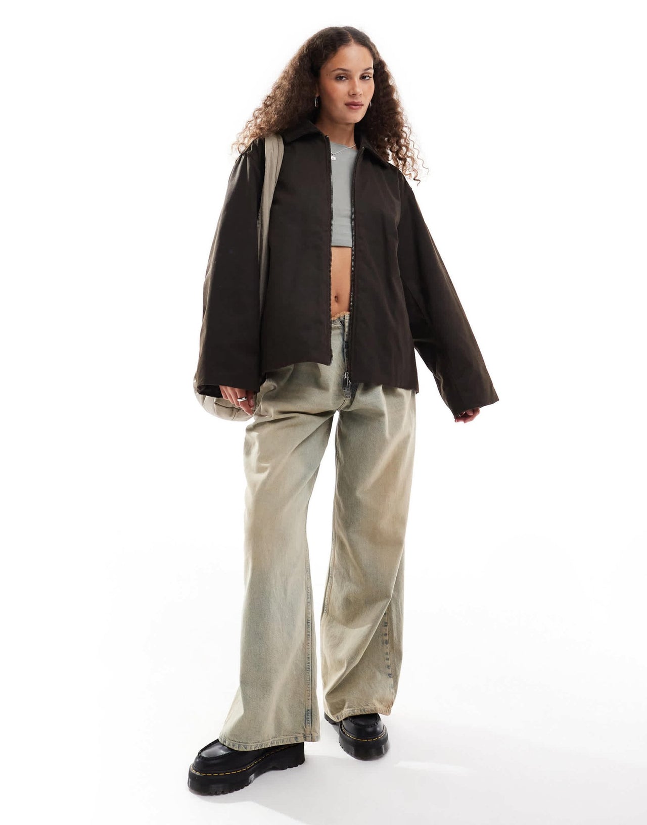 Weekday wax coated barn jacket in dark brown with contrast cord collar - ASOS Sample Sale EU Store