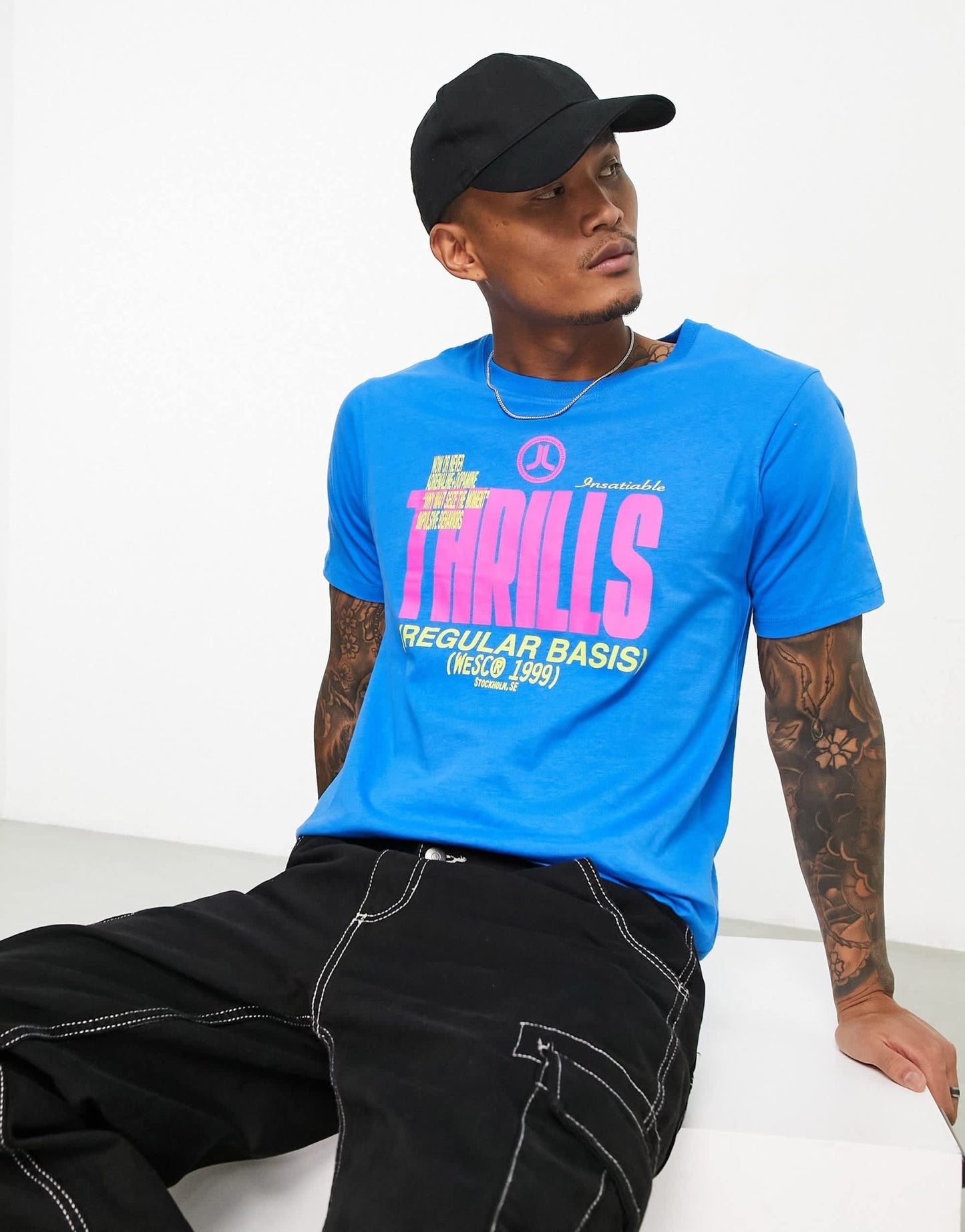 WESC printed t-shirt in blue - ASOS Sample Sale EU Store