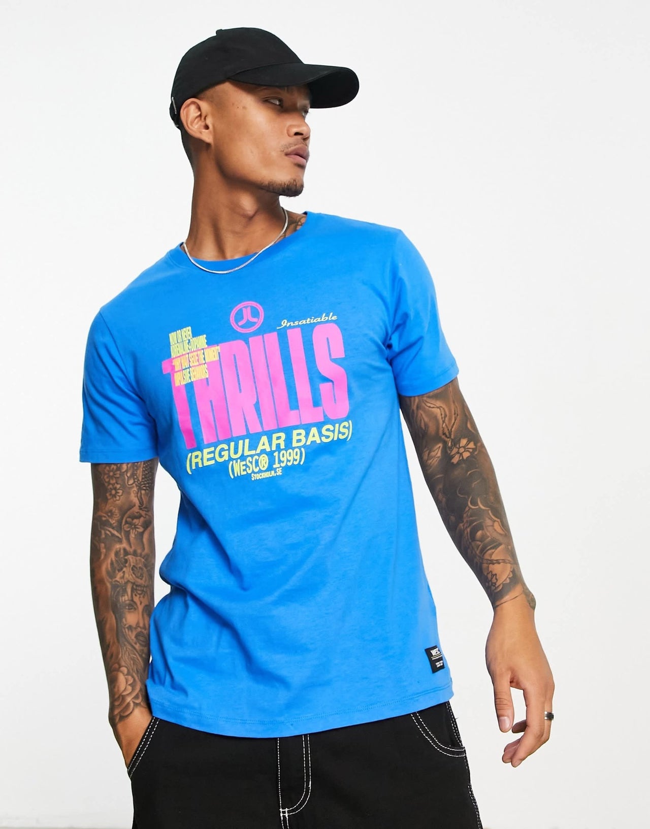 WESC printed t-shirt in blue - ASOS Sample Sale EU Store