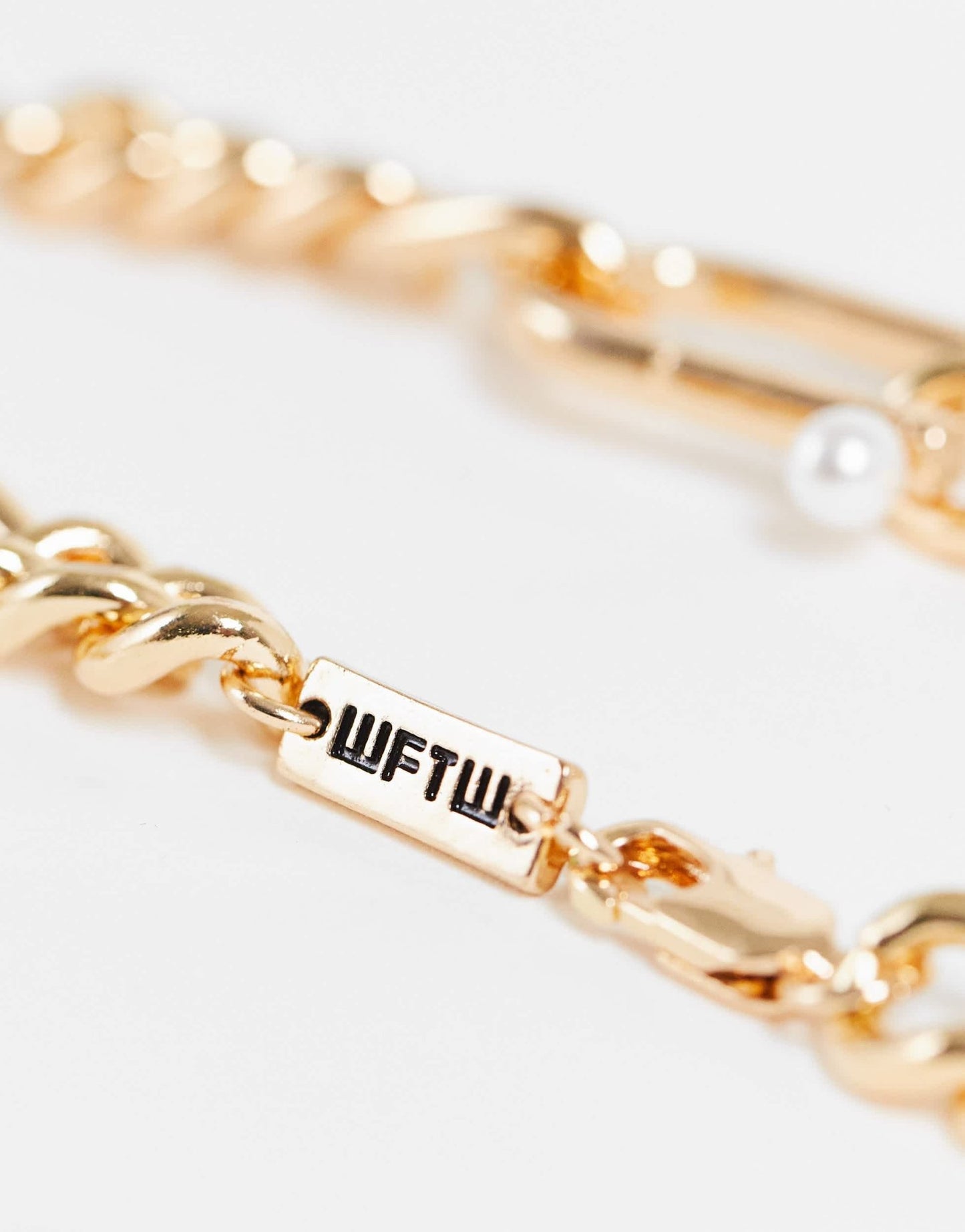 WFTW pearl clasp chain necklace in gold - ASOS Sample Sale EU Store