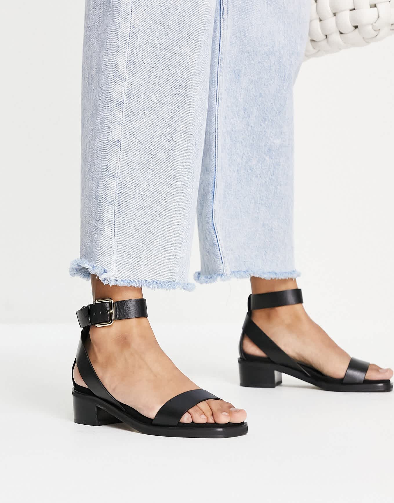 Whistles Campbell mid block sandal in black - ASOS Sample Sale EU Store