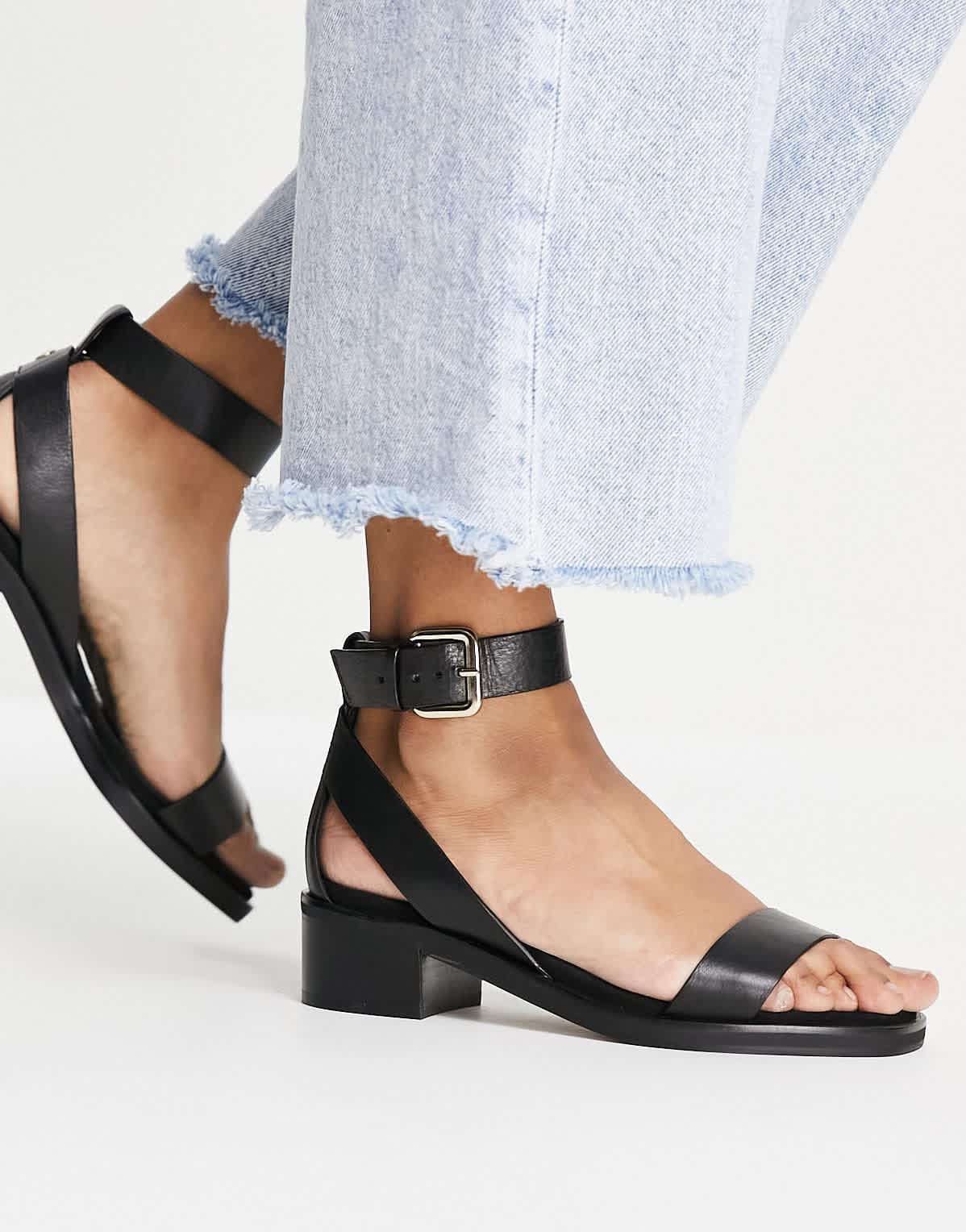 Whistles Campbell mid block sandal in black - ASOS Sample Sale EU Store
