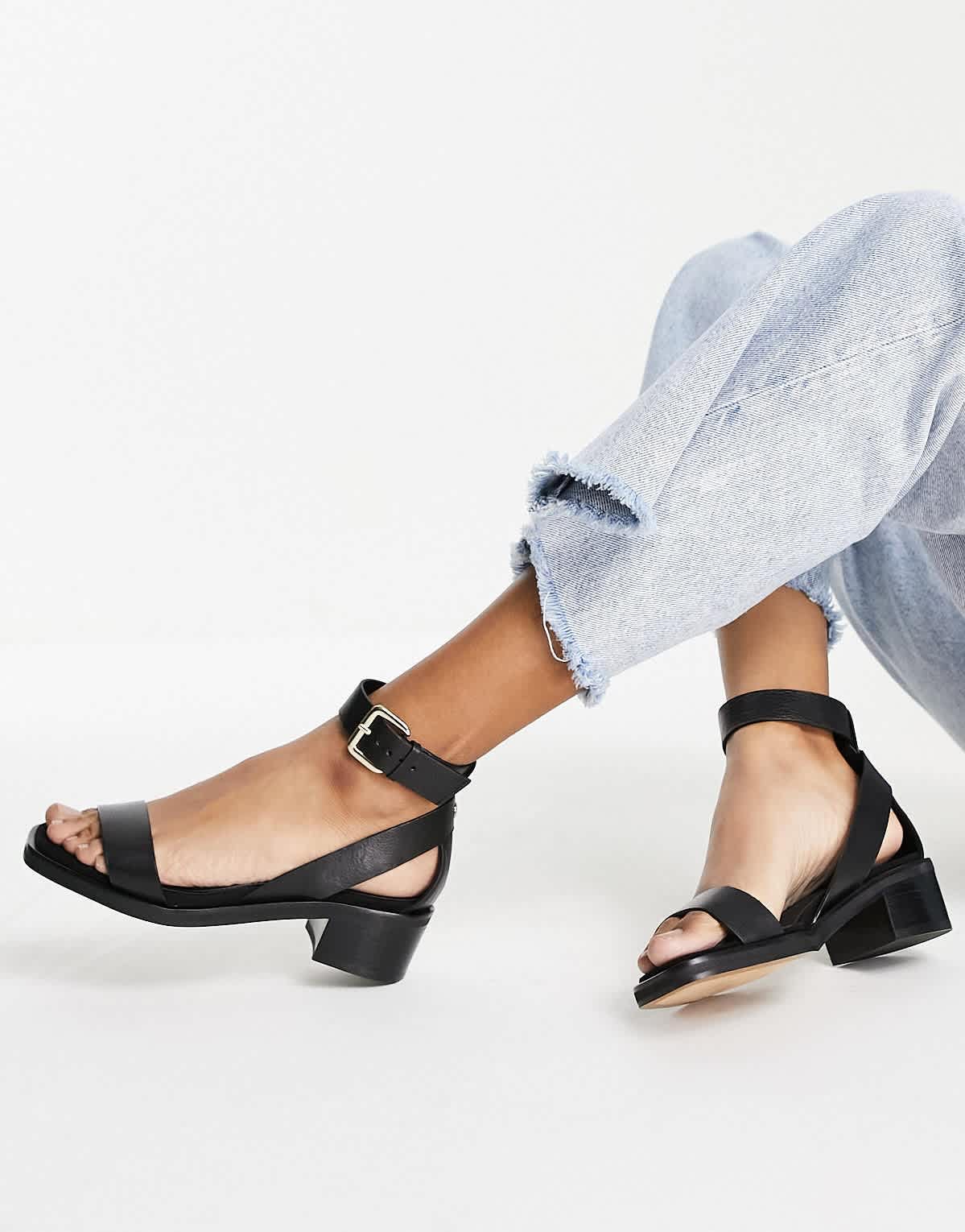 Whistles Campbell mid block sandal in black - ASOS Sample Sale EU Store