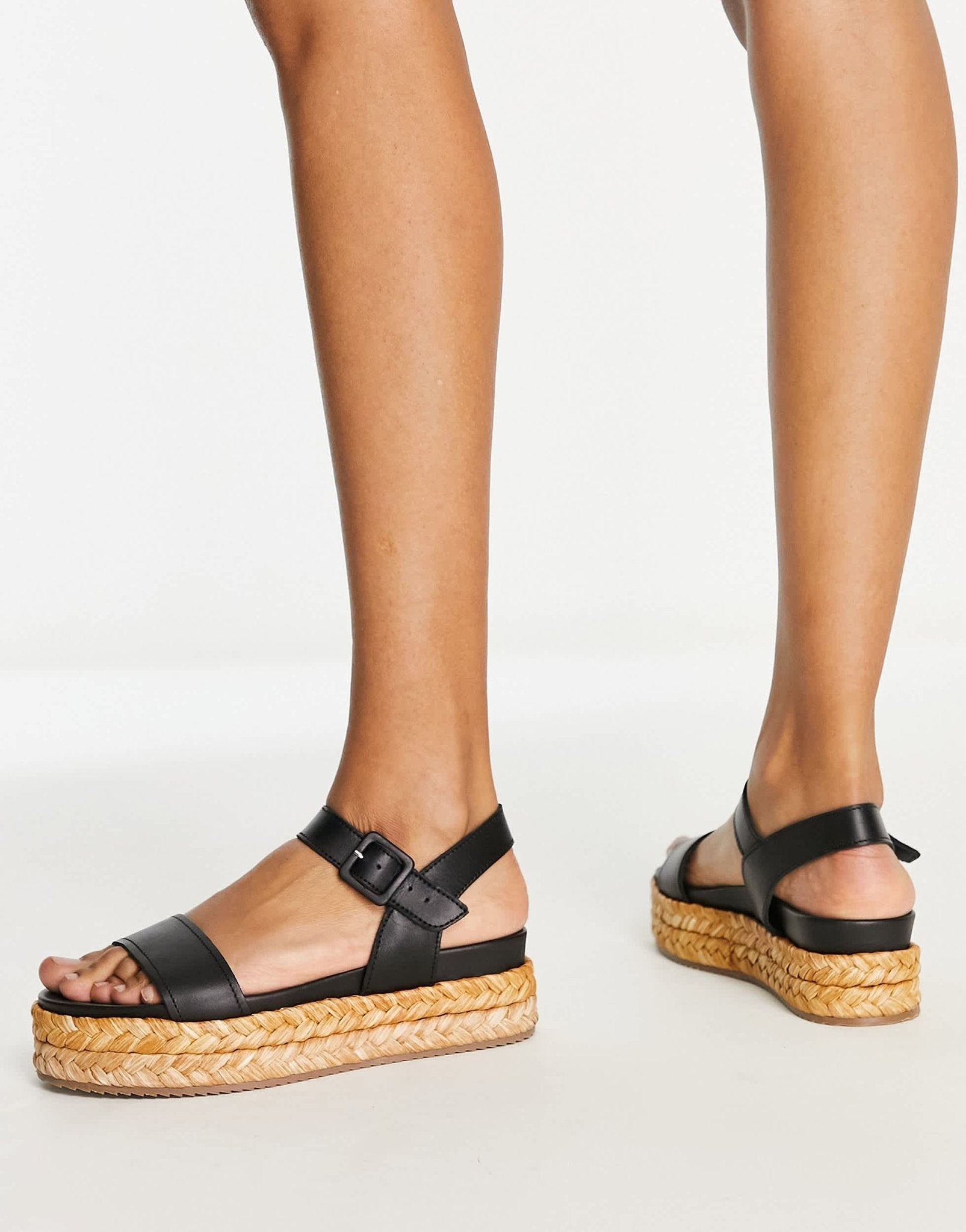 Whistles Ivie raffia flatform sandal in black - ASOS Sample Sale EU Store