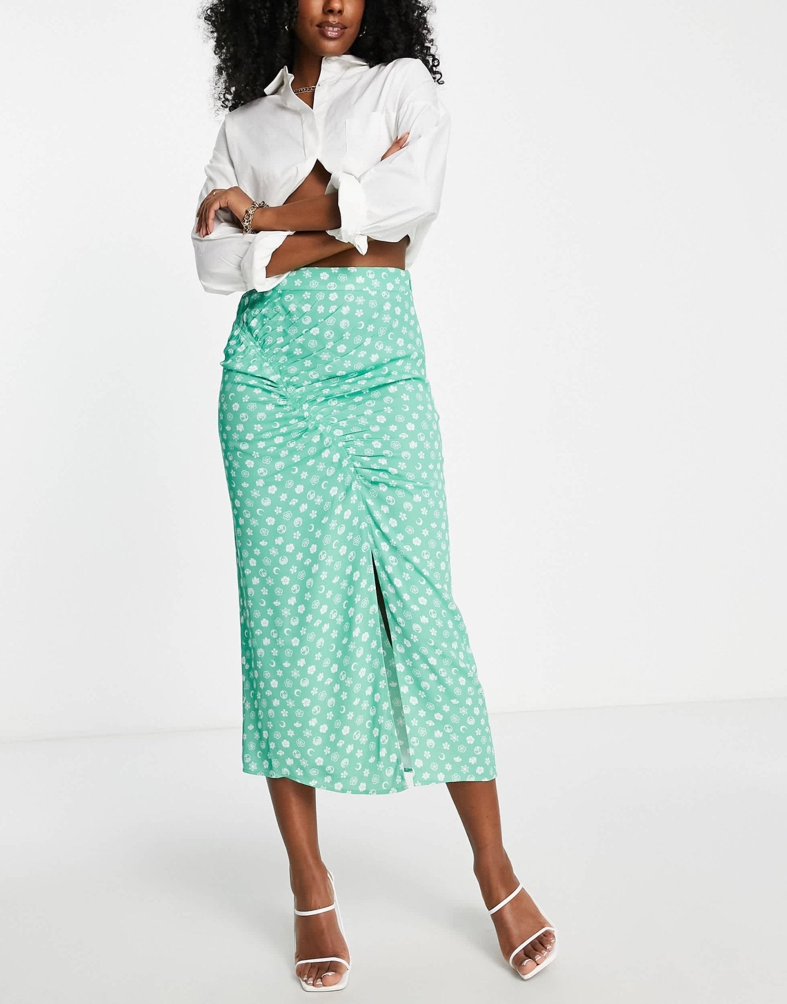 Whistles midi skirt with seam detail in icon print - ASOS Sample Sale EU Store