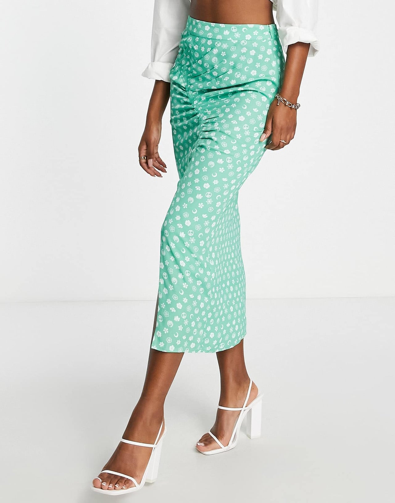 Whistles midi skirt with seam detail in icon print - ASOS Sample Sale EU Store