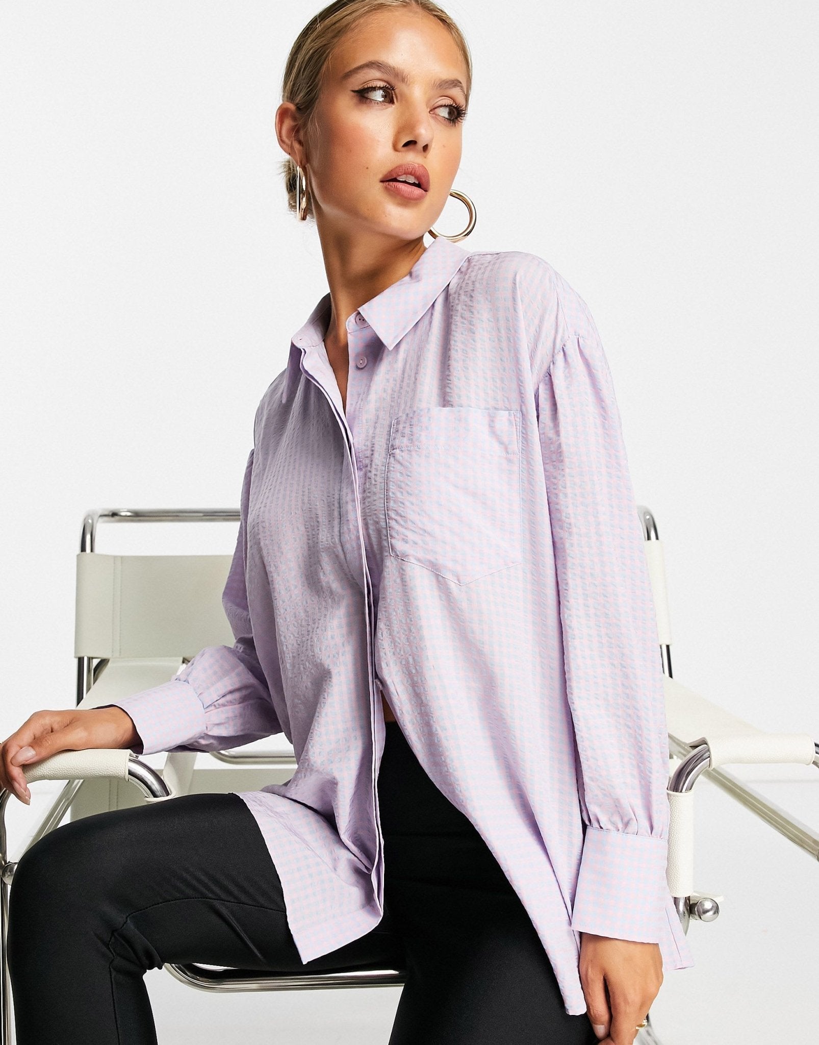 Whistles oversized shirt in light gingham - ASOS Sample Sale EU Store