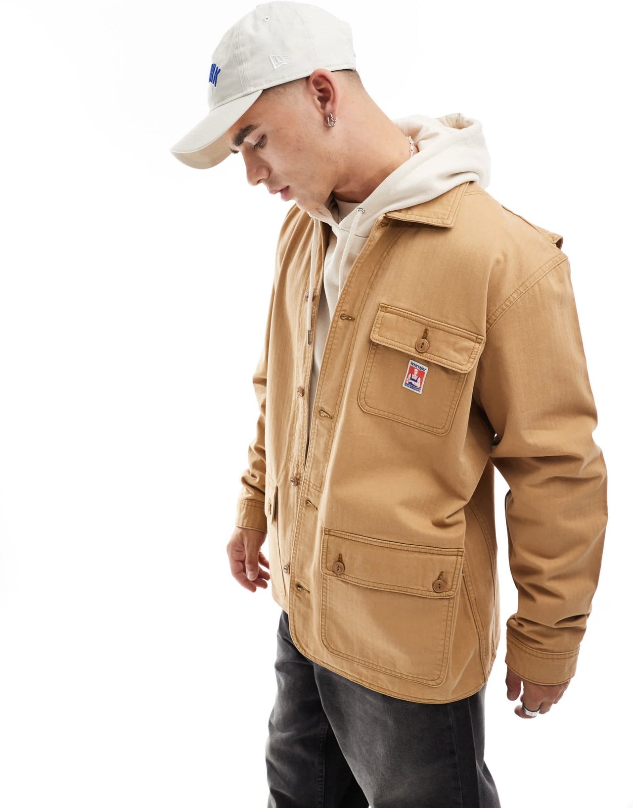 Wrangler Casey Jones workwear herringbone chore jacket in beige - ASOS Sample Sale EU Store
