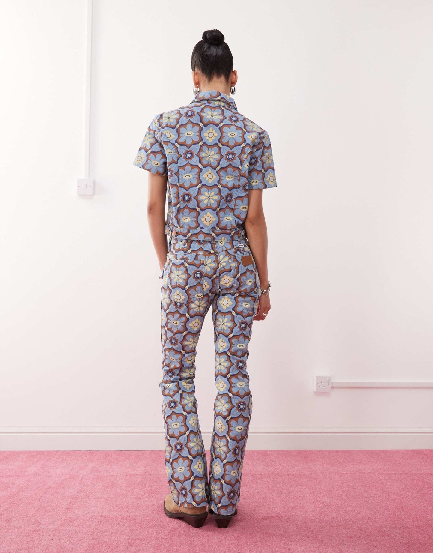 Wrangler co - ord bootcut 70s print jeans in blue - ASOS Sample Sale EU Store