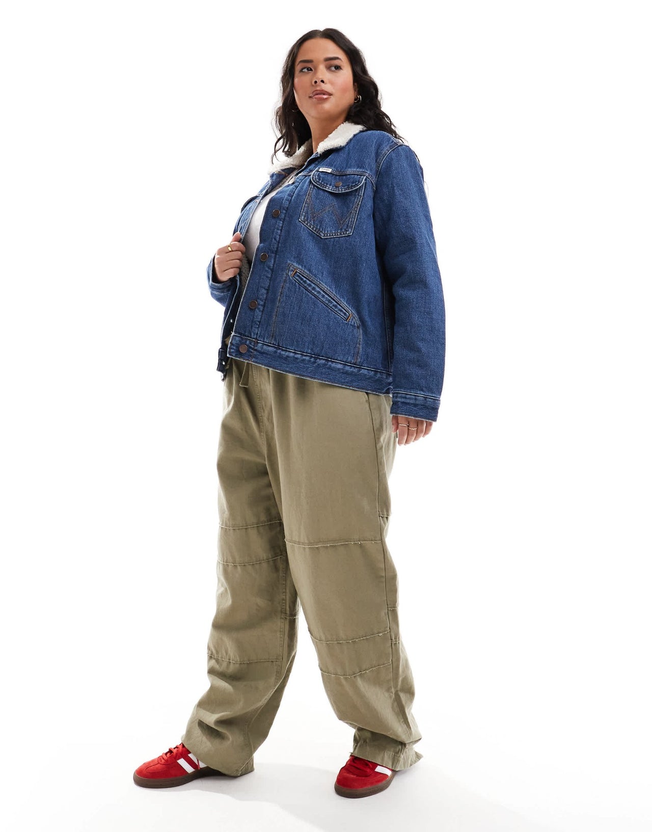 Wrangler plus sherpa - lined denim jacket in deep blue - ASOS Sample Sale EU Store